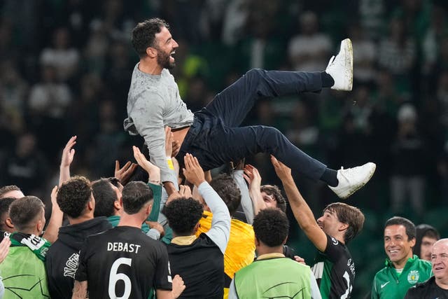 Departing Sporting manager Ruben Amorim signed off with a victory before his move to Manchester United (Armando Franca/AP)