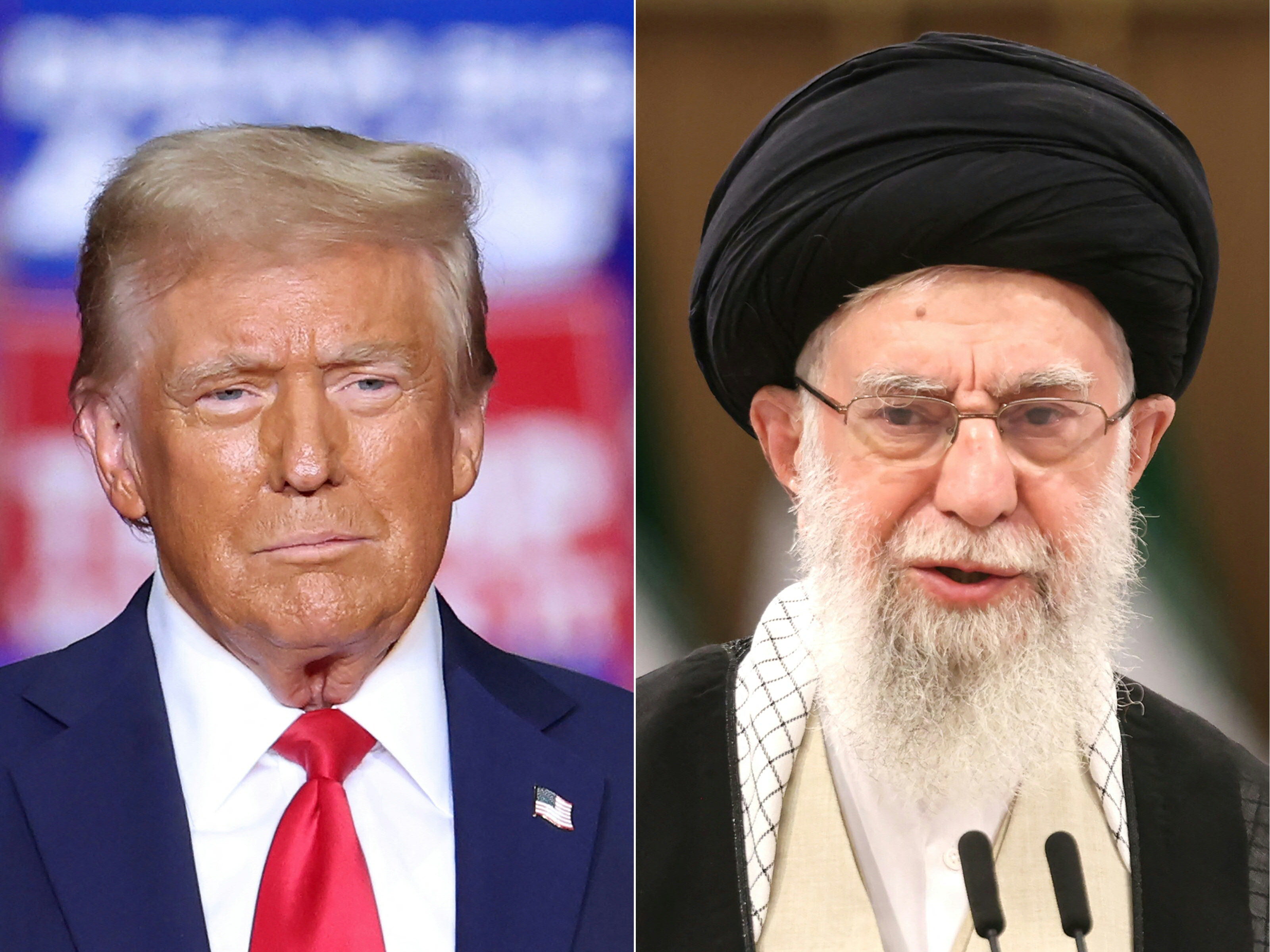 President Donald Trump (l) said Friday that Ayatollah Ali Khamenei (r) ought to stop fanning the flames of war in his post-bombing rhetoric and instead thank him for letting the Iranian supreme leader live.