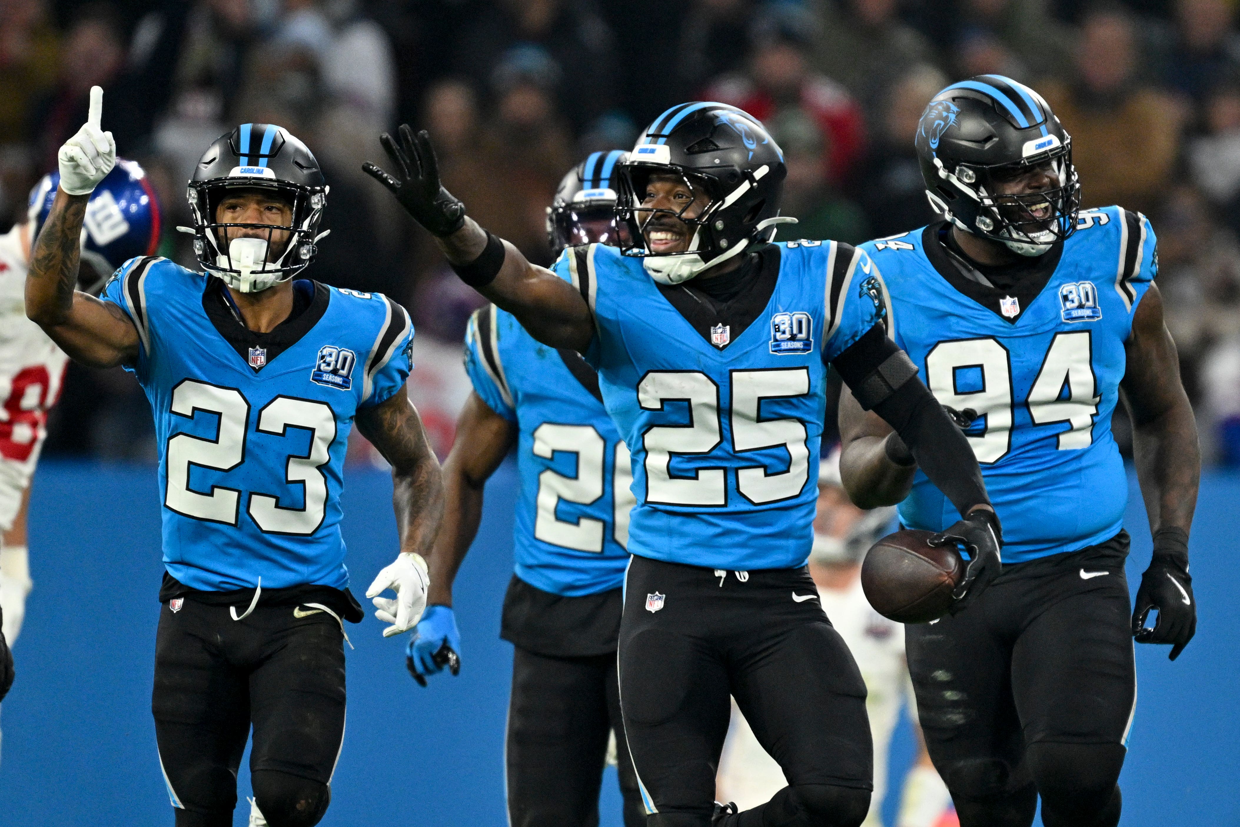 The Carolina Panthers beat the New York Giants in overtime in Munch (Lennart Preiss/AP)
