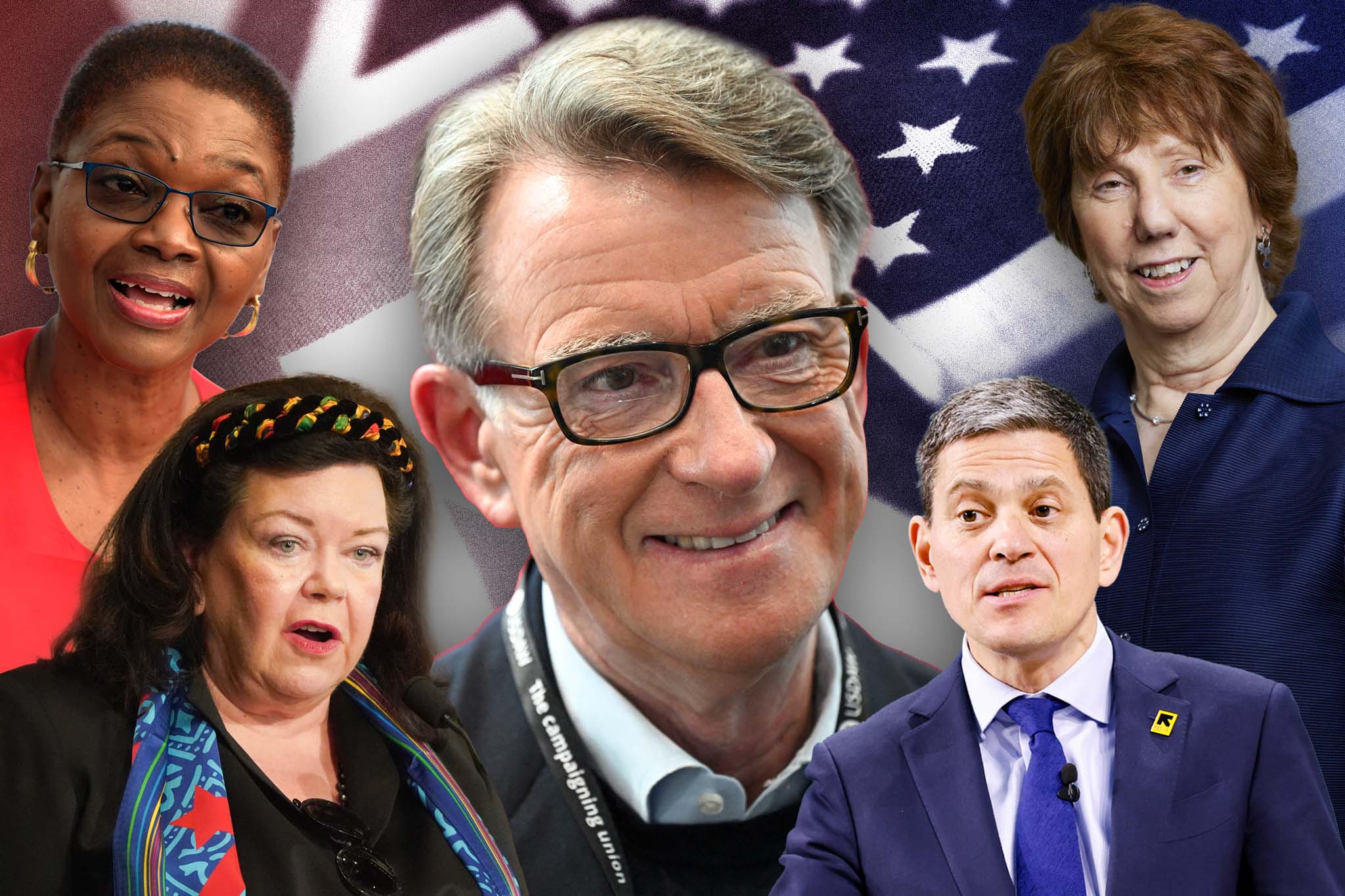 (L-R) Valerie Amos, Karen Pierce, Peter Mandelson, David Miliband and Cathy Ashton are all rumoured to be in the running to be Britain’s ambassador to Washington
