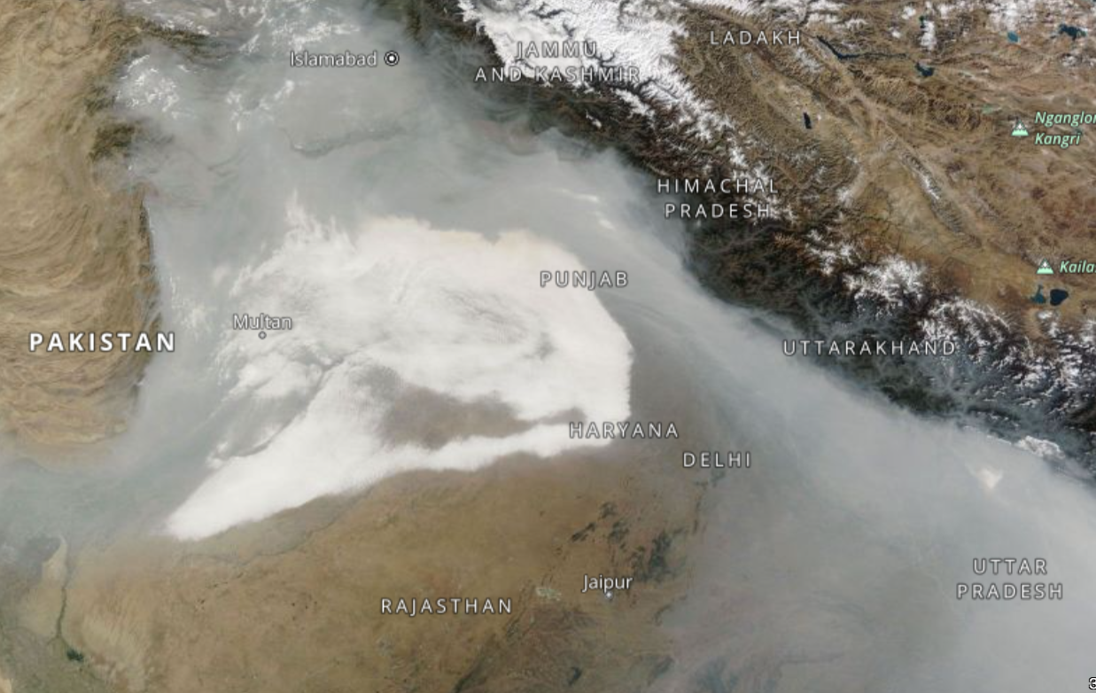 Satellite imagery of toxic smog over Pakistan seen on 12 November 2024