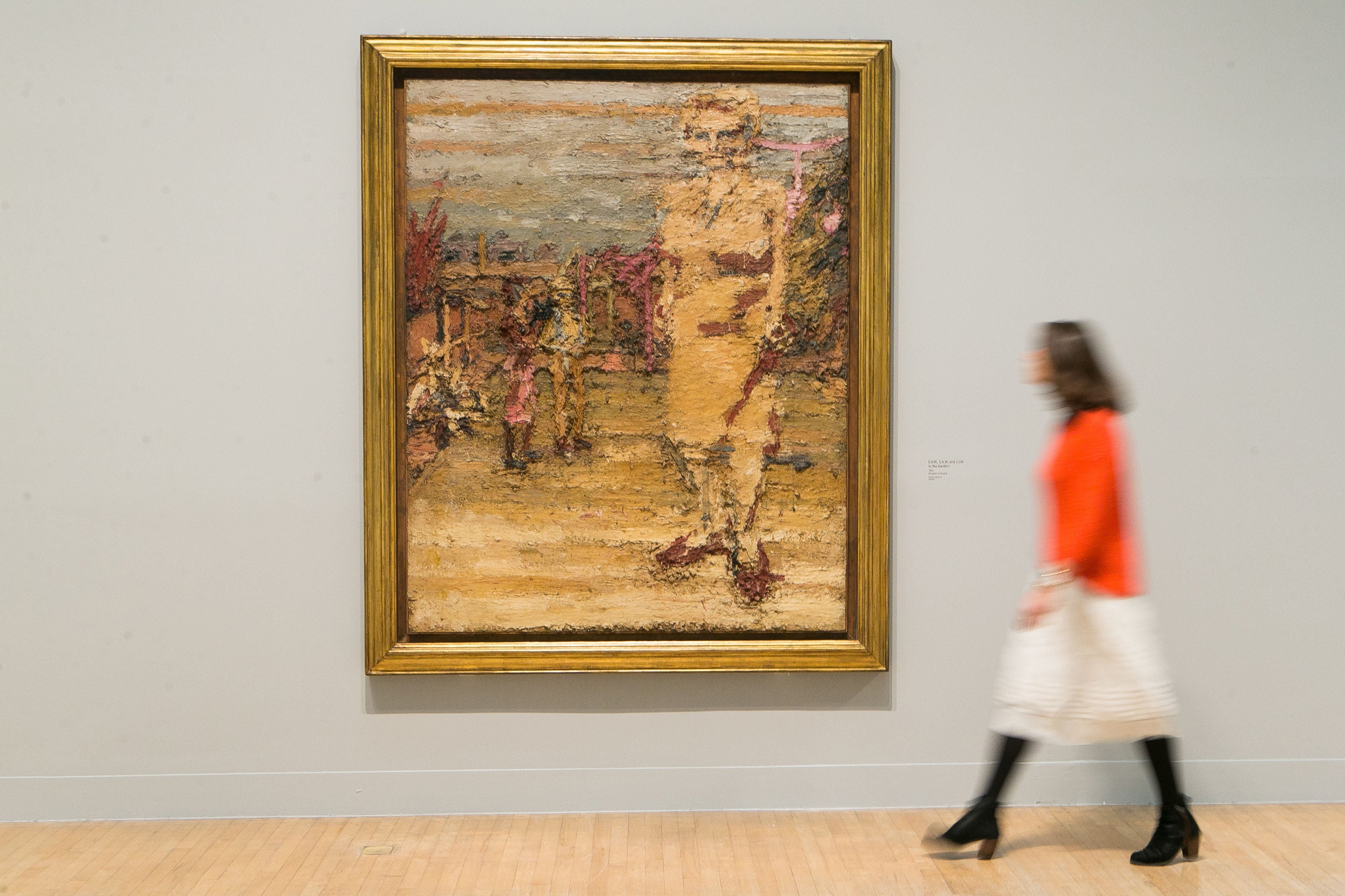 A painting by Auerbach titled ‘E.O.W., S.A.W, and J.J.W. in the Garden I’ (1963) at Tate Britain in London