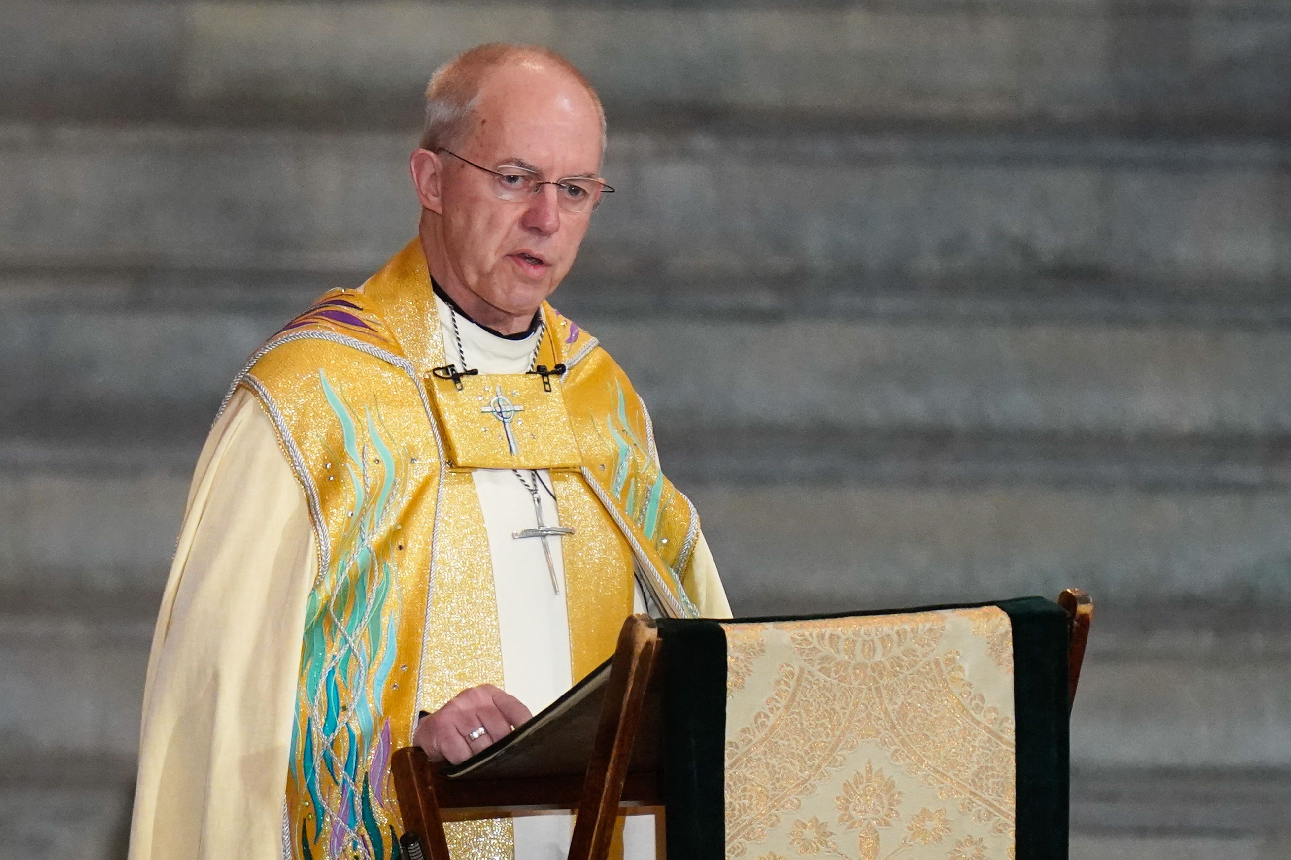 Archbishop of Canterbury Justin Welby delivering a sermon at Canterbury Cathedral in Kent at Easter (Andrew Matthews/PA)