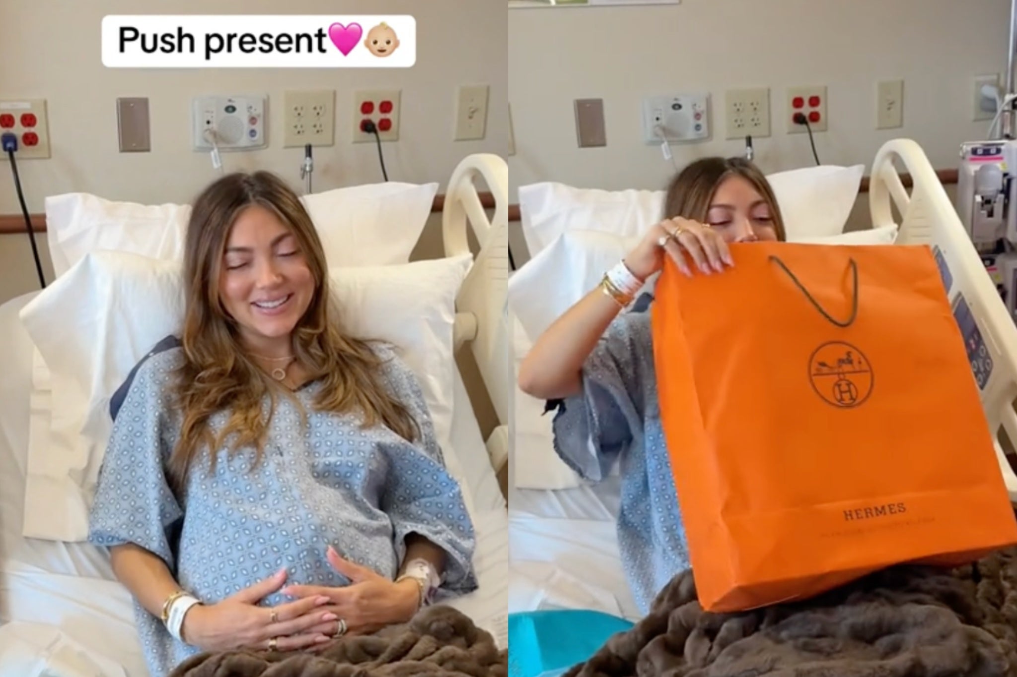 TikTok star Pookie opens Hermès ‘push present’ before going into labor