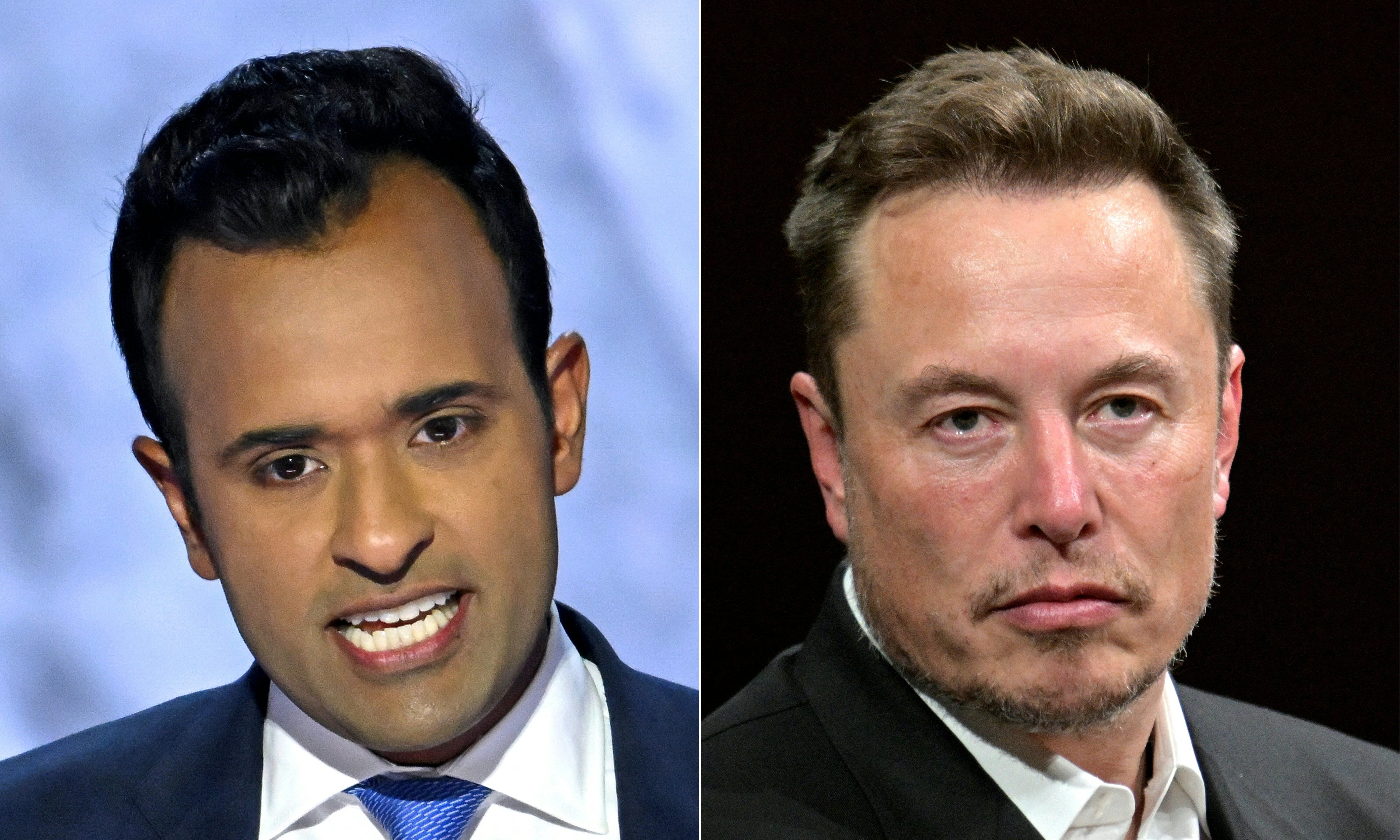 Vivek Ramaswamy, left, and Tesla CEO Elon Musk have been tapped by Trump to lead a newly created Office of Government Efficiency in the president-elect’s administration