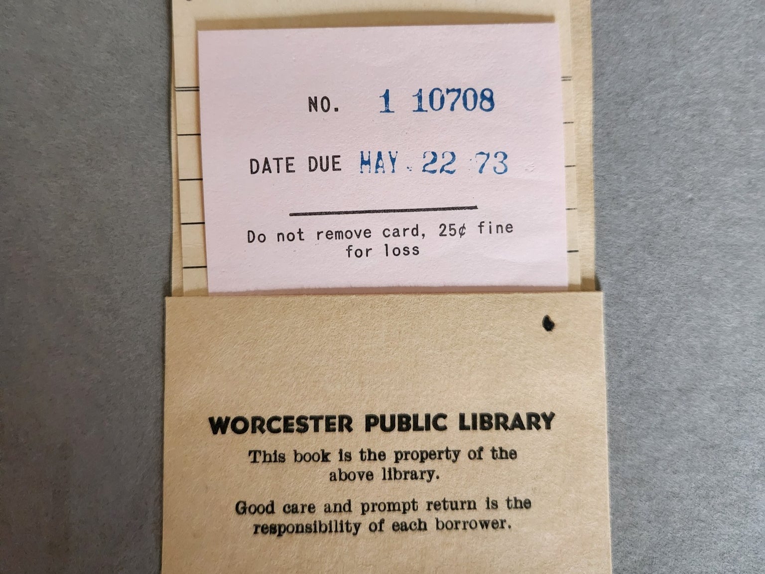 The return card inside a copy of ‘The Early Work of Aubrey Beardsley’, which has found its way back to the Worcester Public Library 51 years after it was due