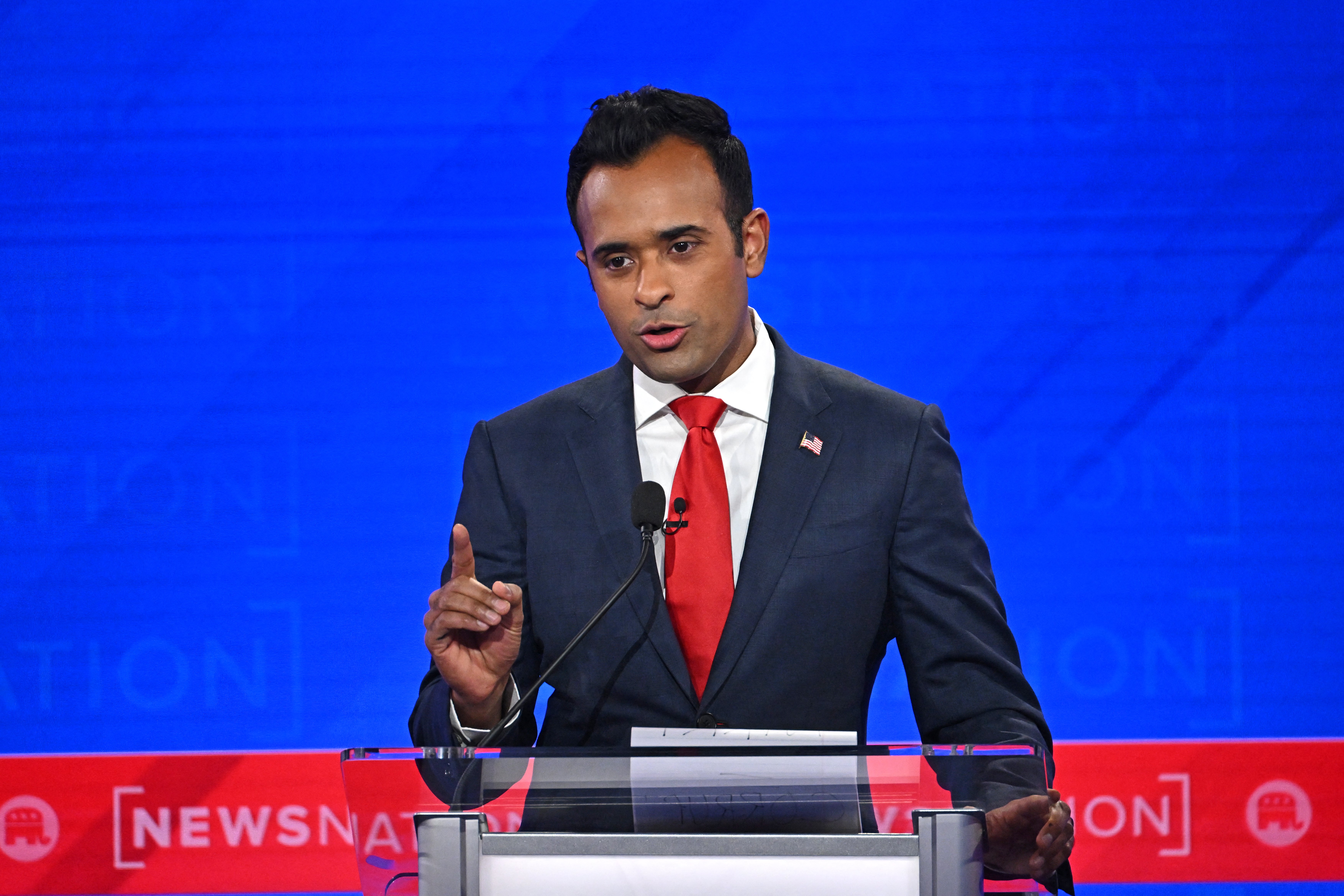 Vivek Ramaswamy speaks during the fourth Republican presidential primary debate. Days after being tapped to lead the Department of Government Efficiency, he proposed cutting unauthorized federal programs, which includes veteran healthcare