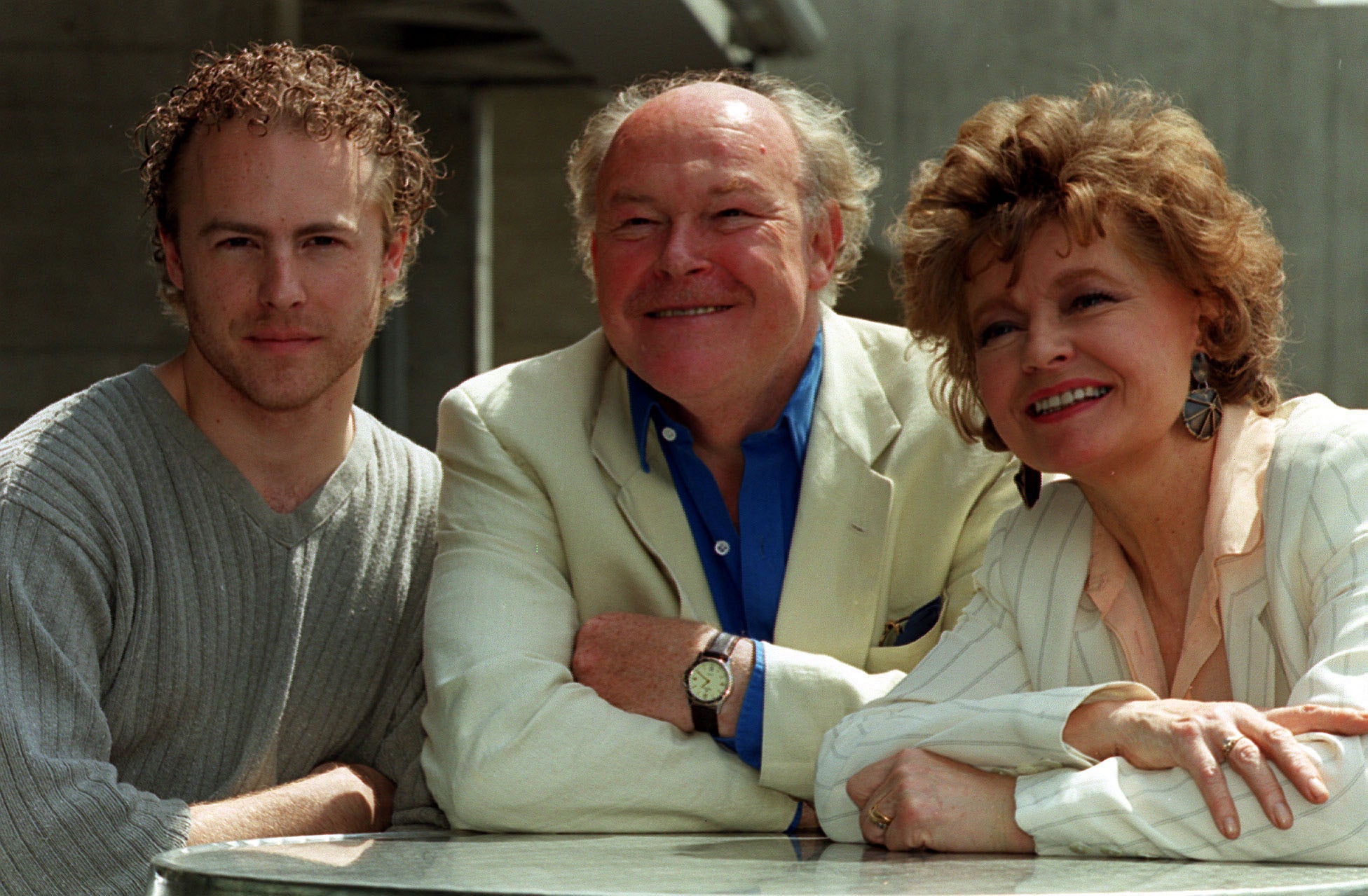 Actors Sam West, his father Timothy West and his mother Prunella Scales in 1999