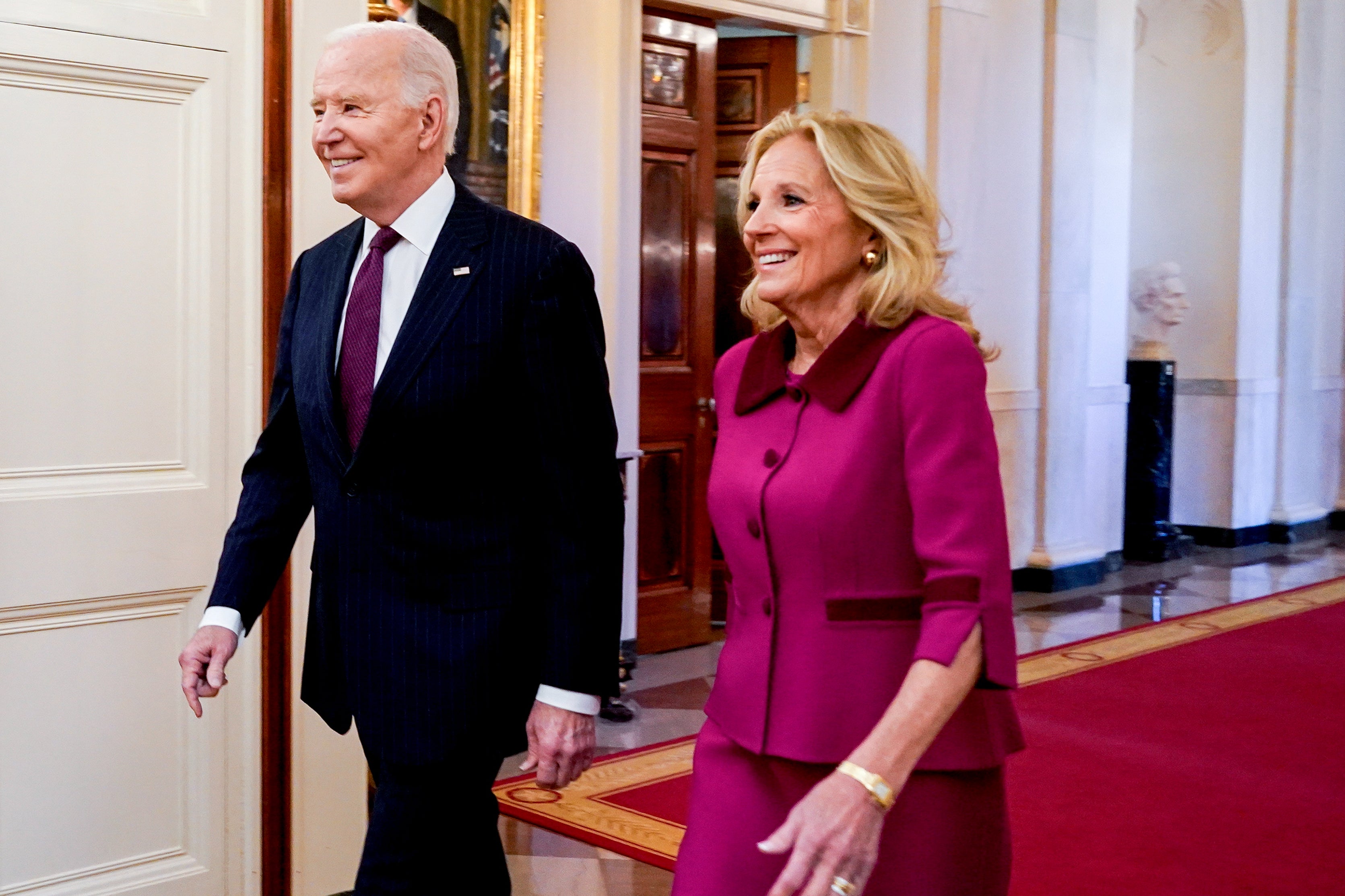 First Lady Jill Biden appears alongside her husband Joe Biden shortly before he met with incoming president Donald Trump on Wednesday