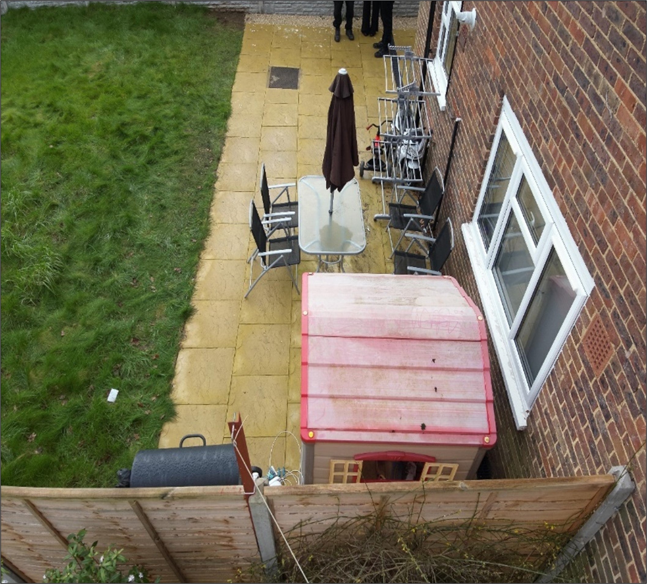 An image of the garden, where a belt was found in an outbuilding