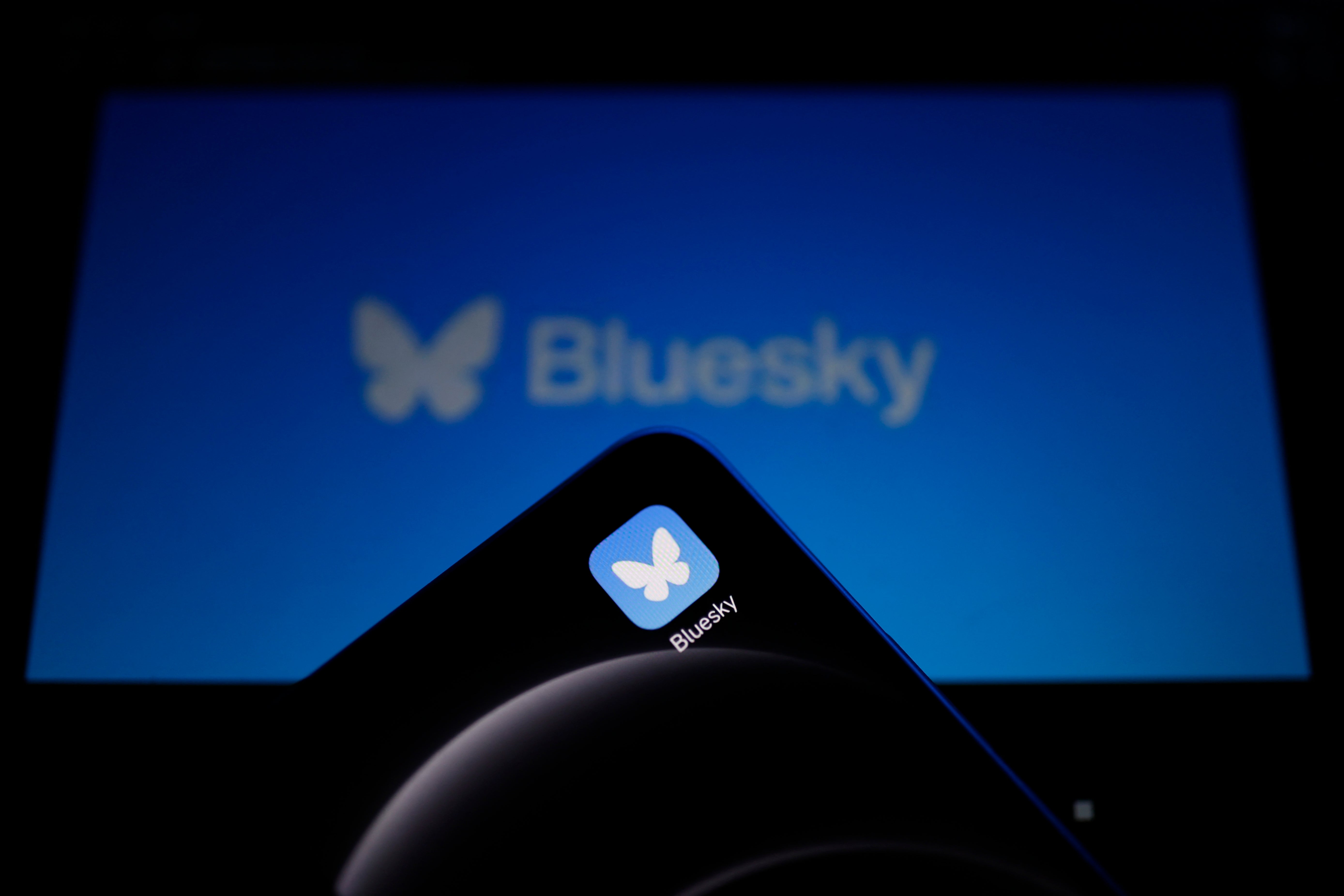 Photograph shows the logo of social media platform Bluesky