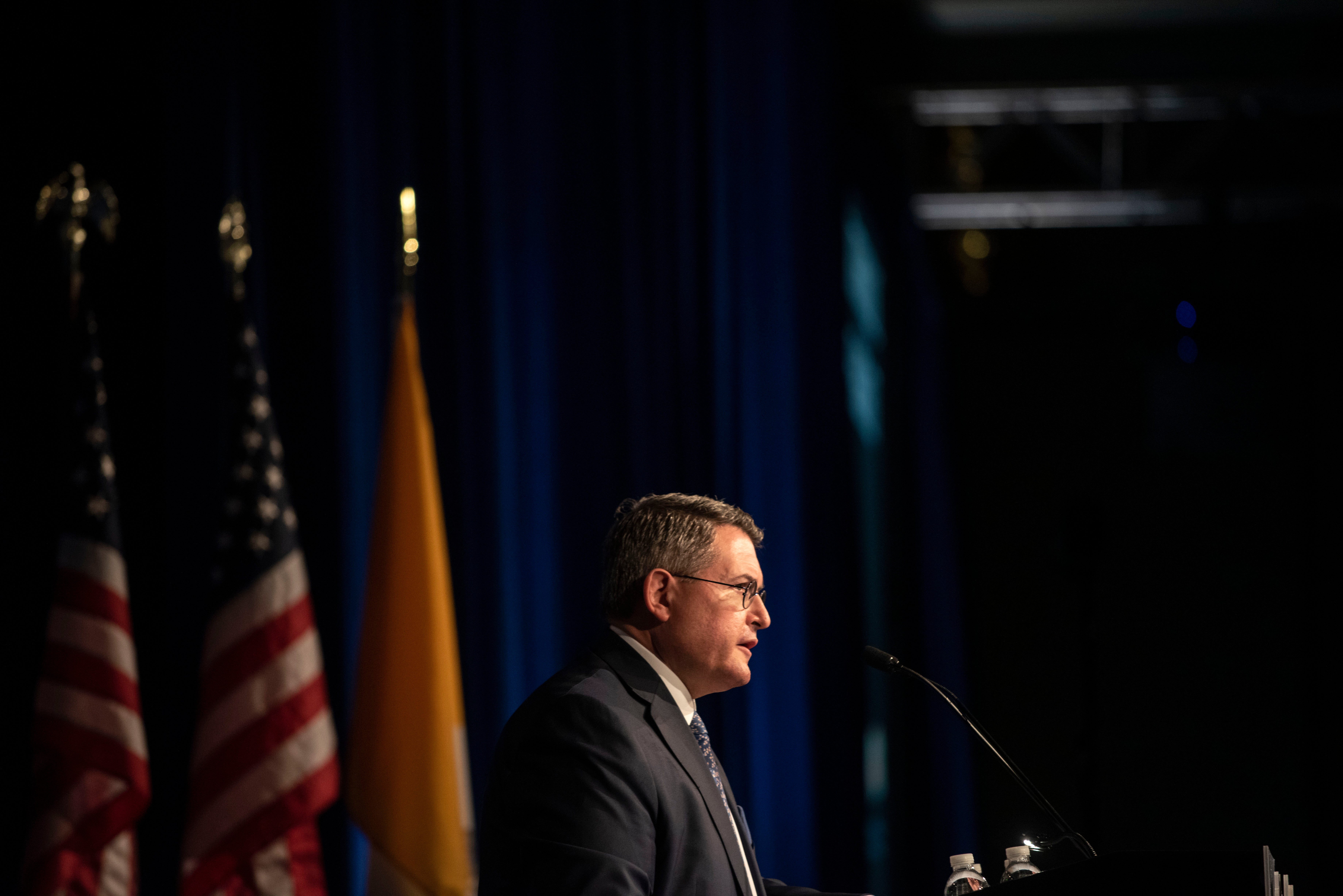 Leo speaking at the National Catholic Prayer Breakfast in Washington DC in 2019