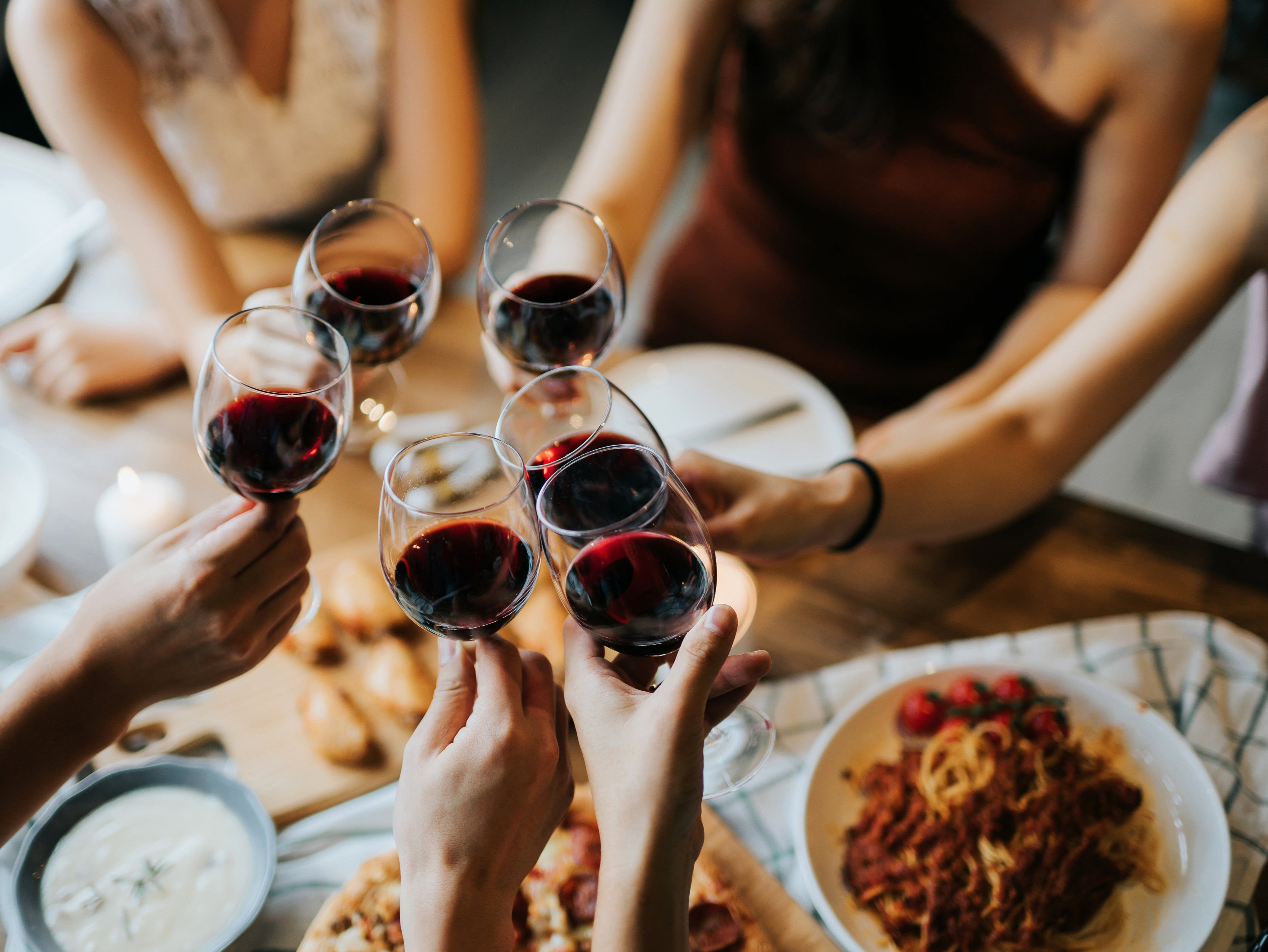 Compared with people in the study who drank less than one glass of wine a month, people who drank three to 12 glasses of wine each month had a 38% lower risk of heart disease