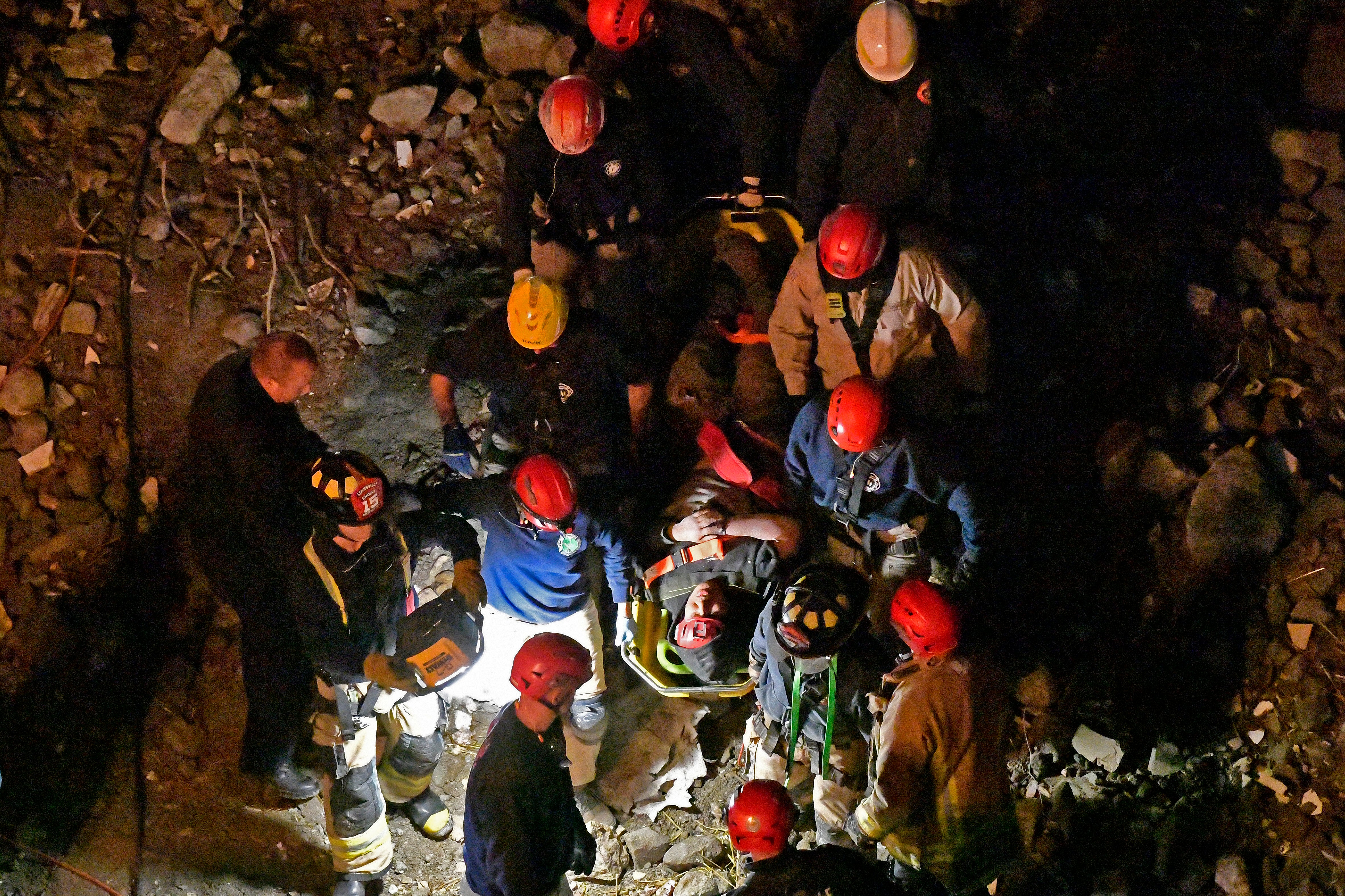 A person was rescued from the rubble after a construction site accident in Kentucky