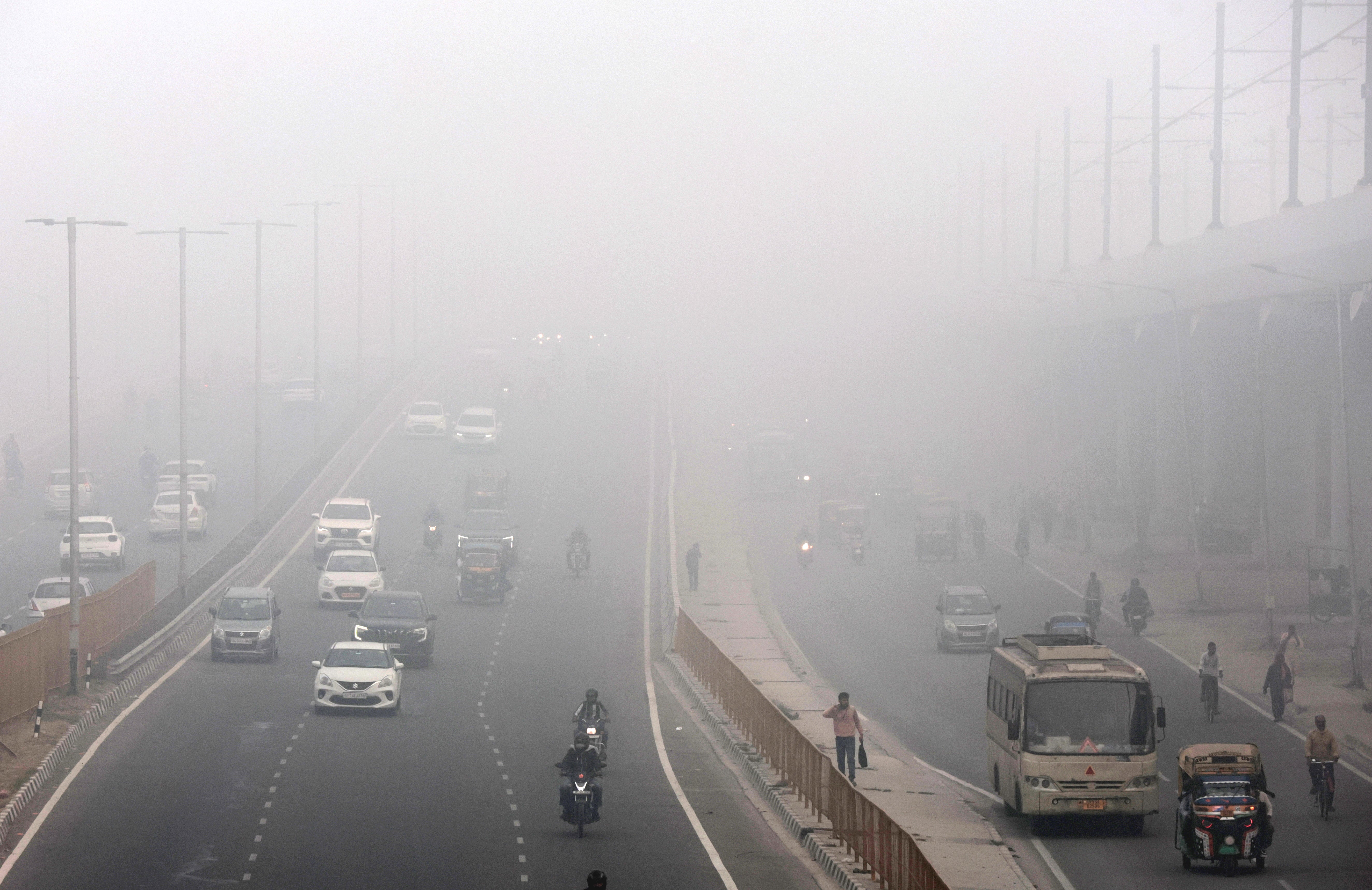 Delhi is enveloped by thick smog on 14 November 2024