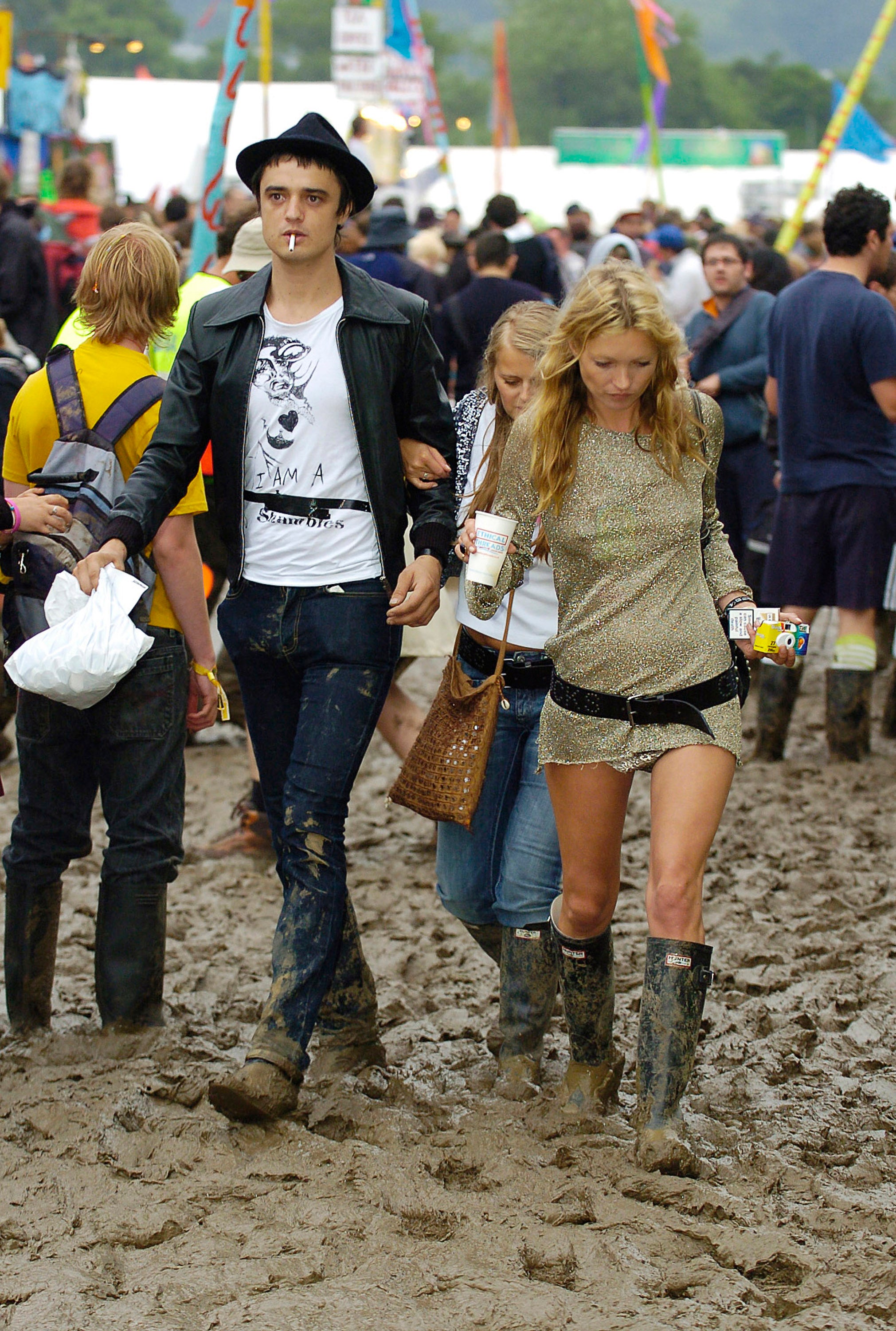 Pete Doherty and Kate Moss during Glastonbury 2005