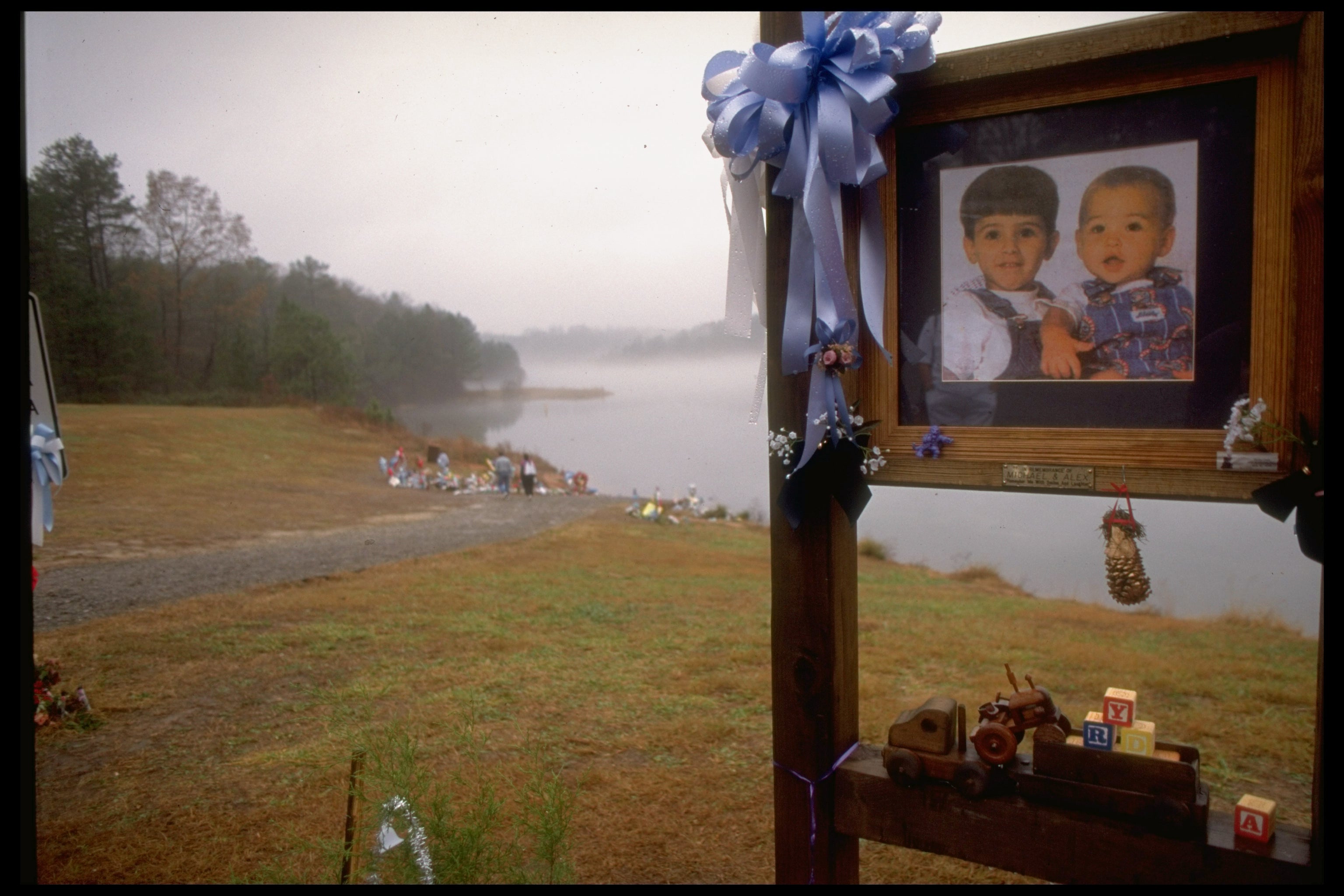 A shrine was created at John D. Long Lake where the boys drowned after their mother let their car roll into the water while they were still strapped in their car seats