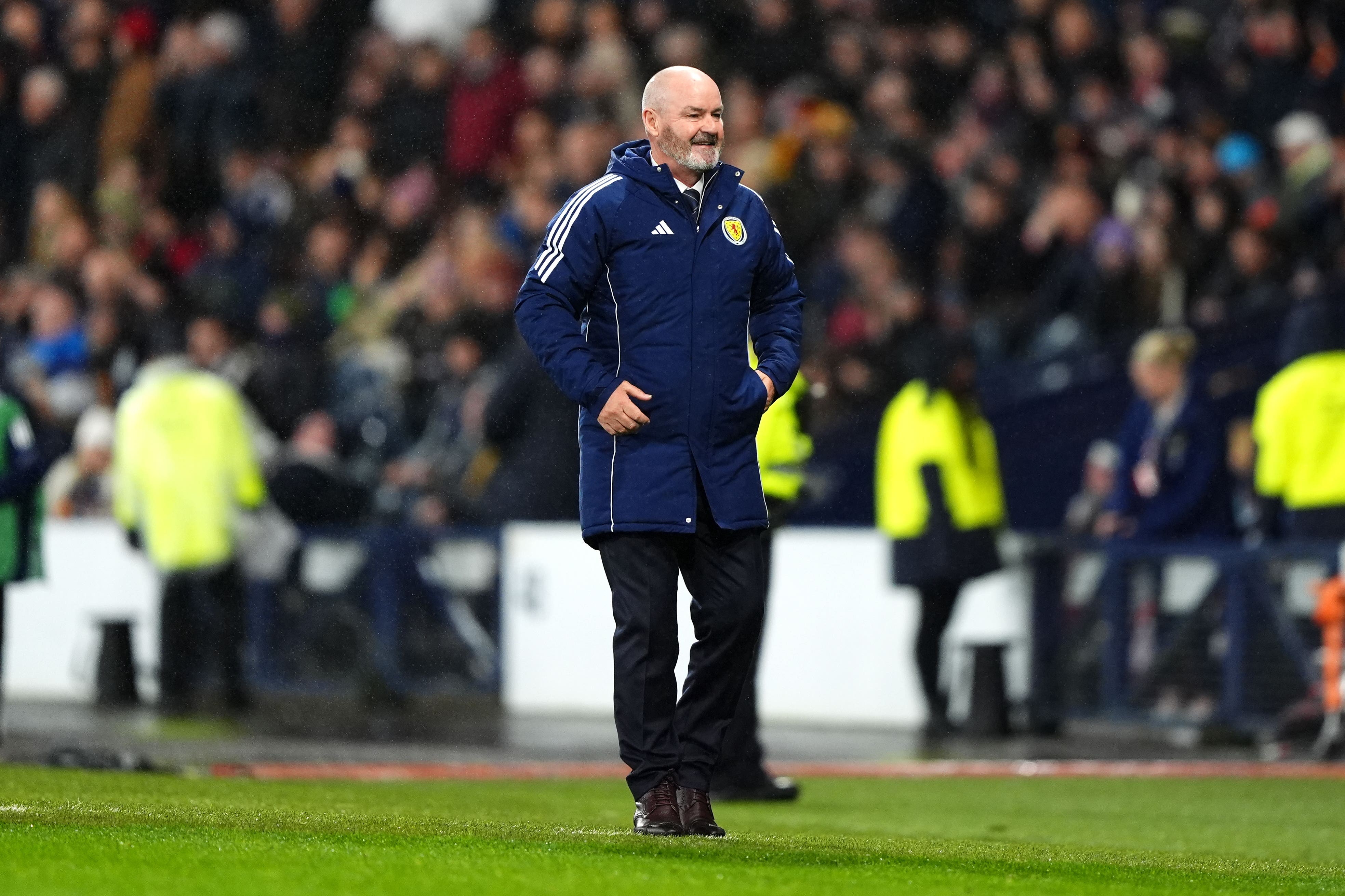 Steve Clarke smiles as Scotland beat Croatia (Andrew Milligan/PA)