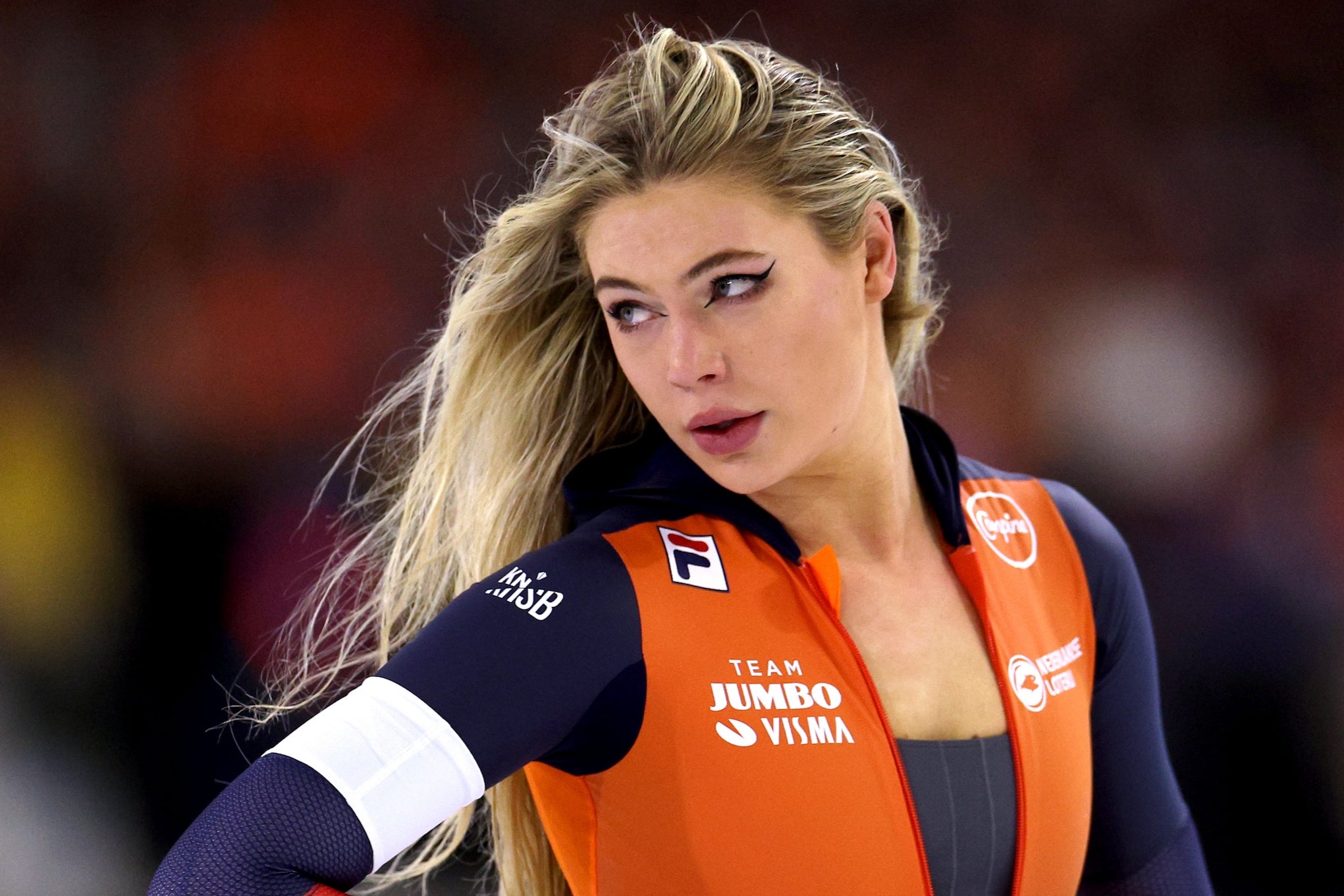 Jutta Leerdam at the ISU European Speed Skating Championships at Thialf Arena on January 7 2024 in Heerenveen, Netherlands