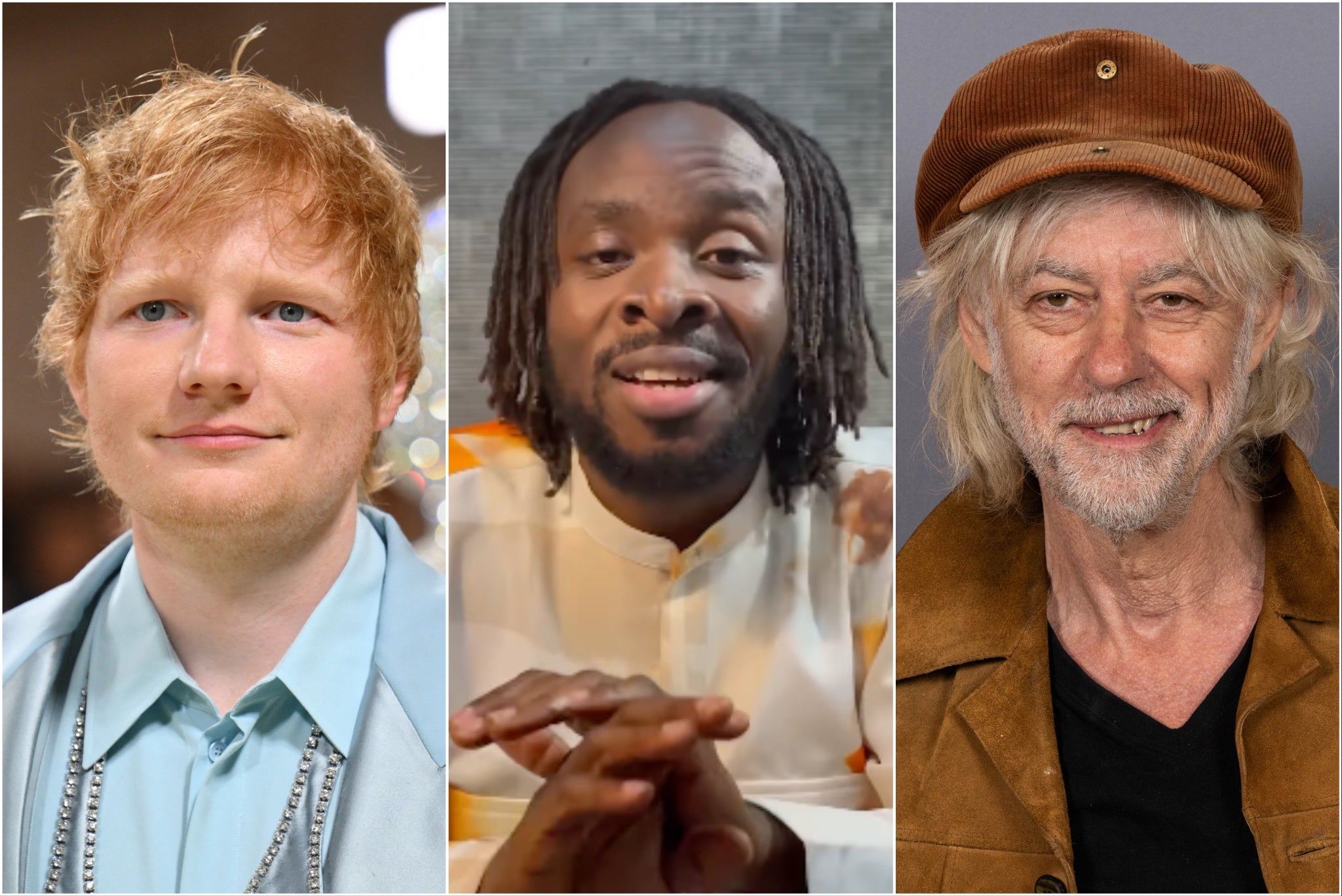 Fuse ODG (centre) turned down Bob Geldof’s (right) offer to feature in the 2014 version of ‘Do They Know It’s Christmas?’