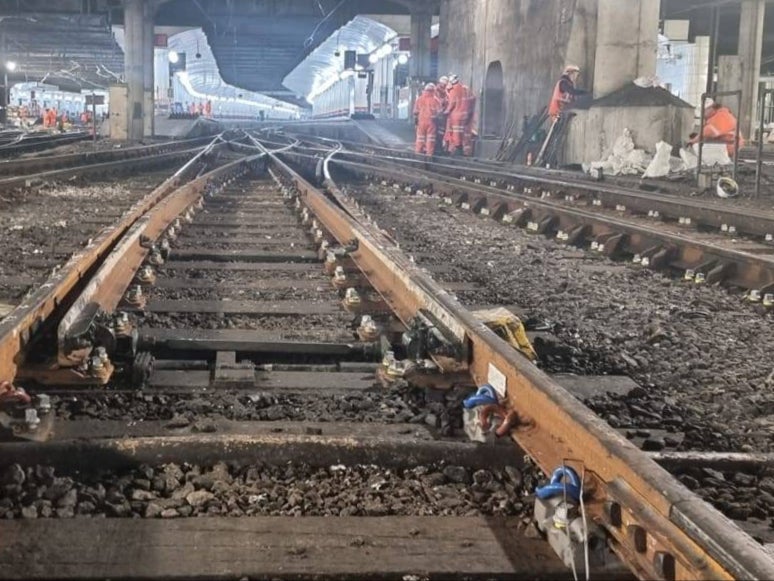 Close encounter: Network Rail engineers at Liverpool Street station in London