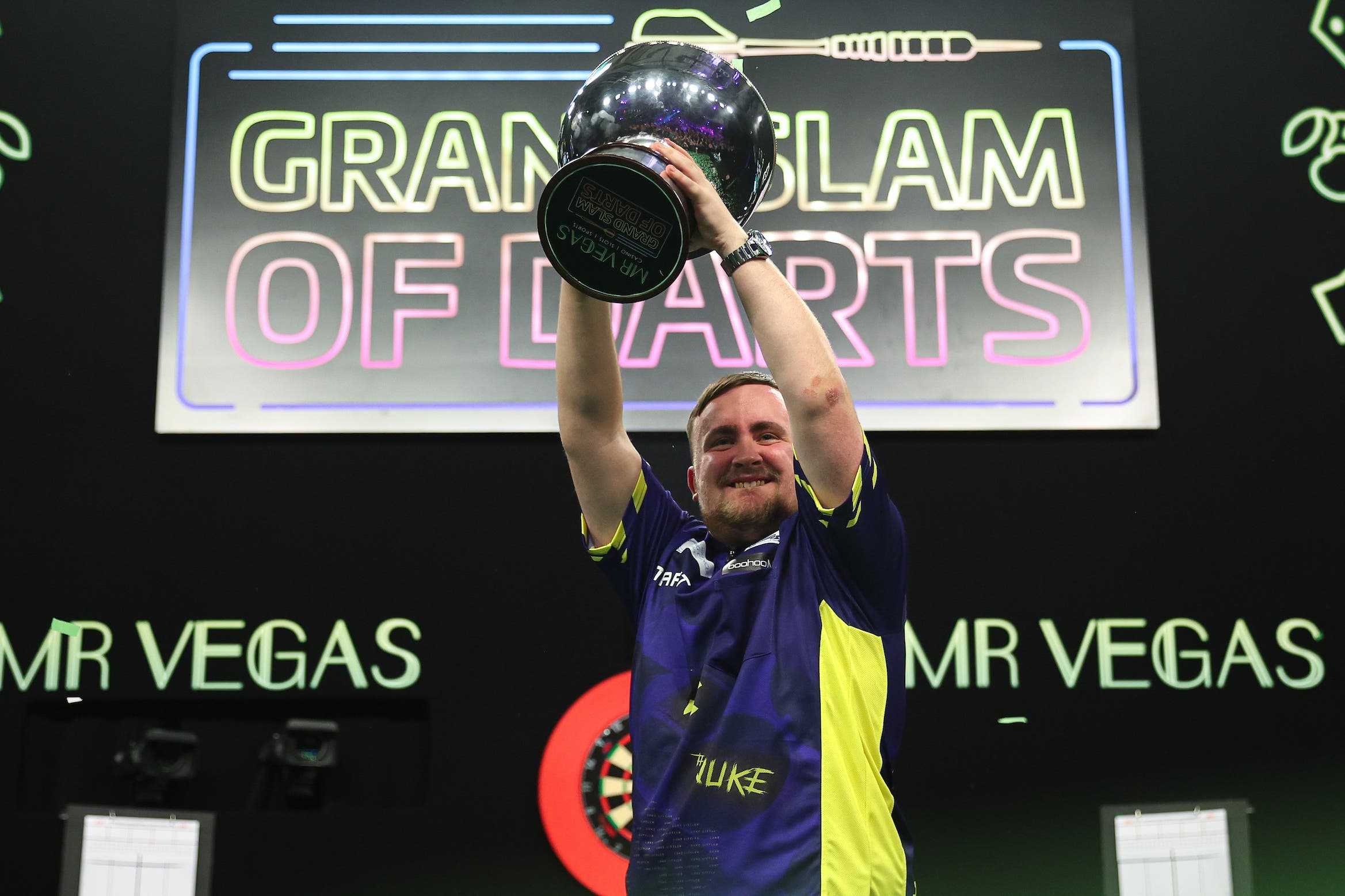 Luke Littler claimed his first major ranking title when he won the Grand Slam of Darts last year (Kieran Cleeves/PDC)