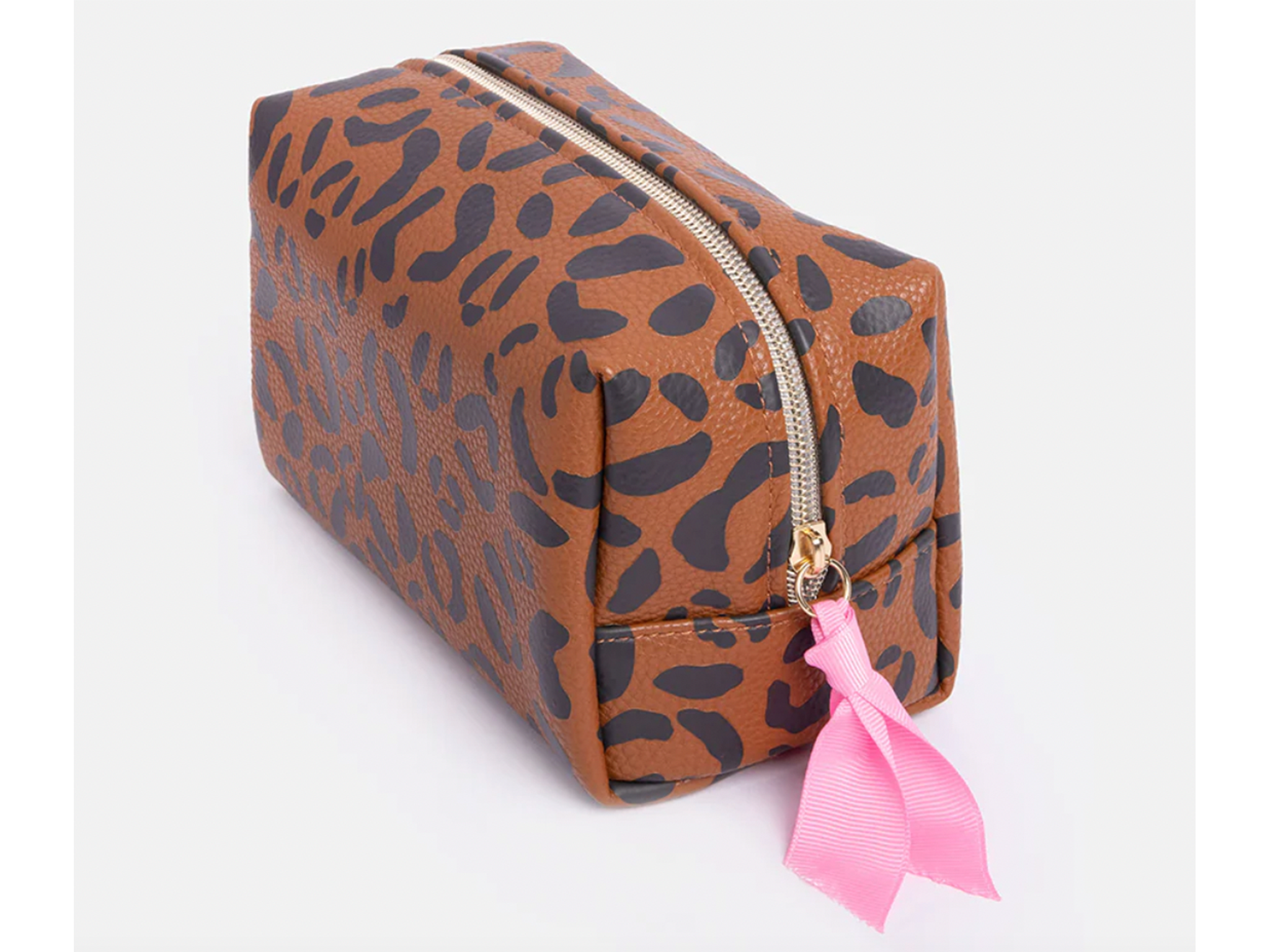 Caroline Gardner leopard print cube cosmetic bag