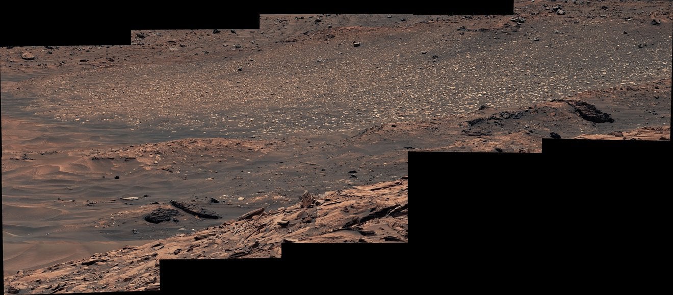 NASA’s Curiosity Mars rover captured this last look at a field of bright white sulfur stones in October