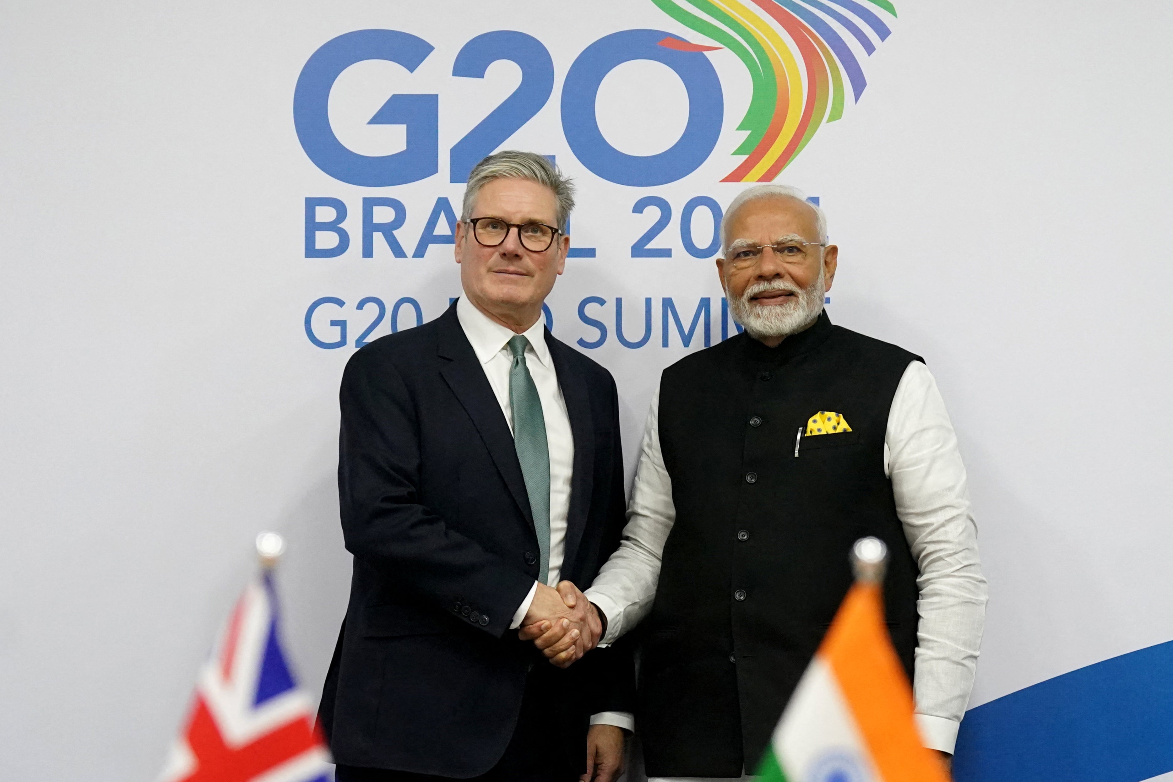 Keir Starmer and Narendra Modi met at the G20 summit on Monday