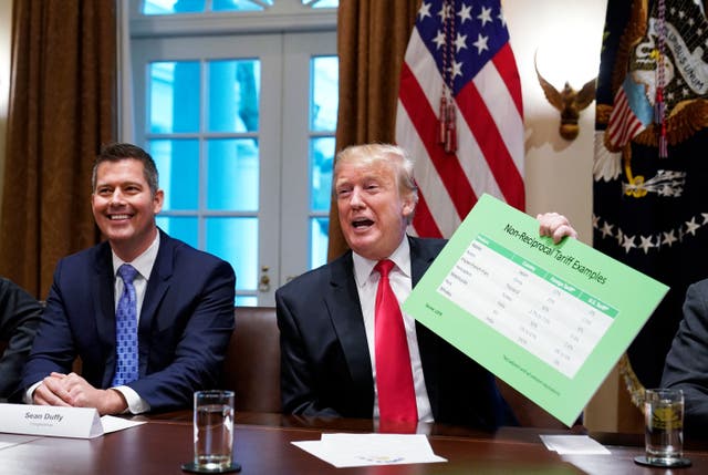 <p>Sean Duffy with Trump in 2019 during the president’s first term</p>