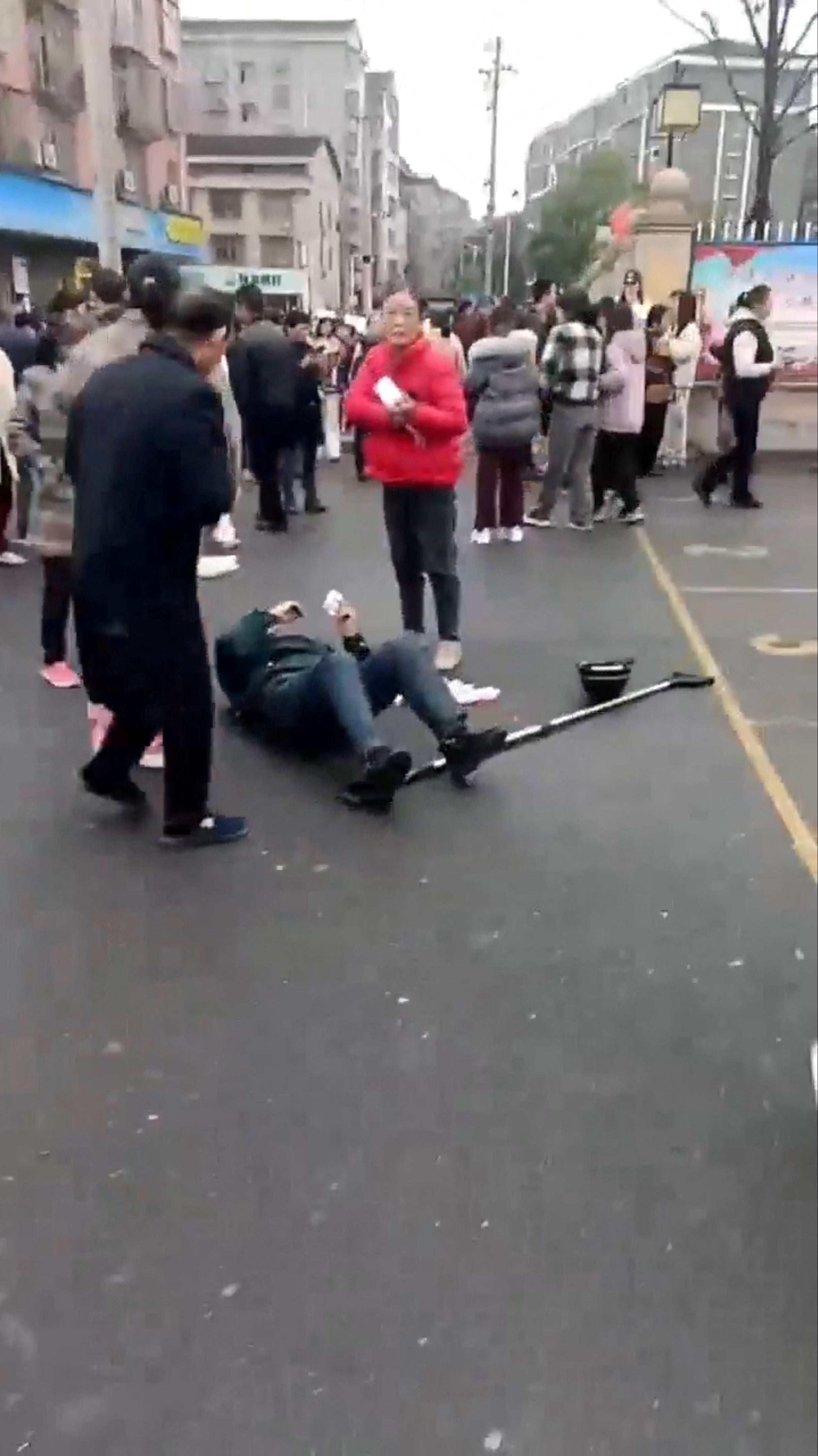 Aftermath of the incident outside a primary school in Changde