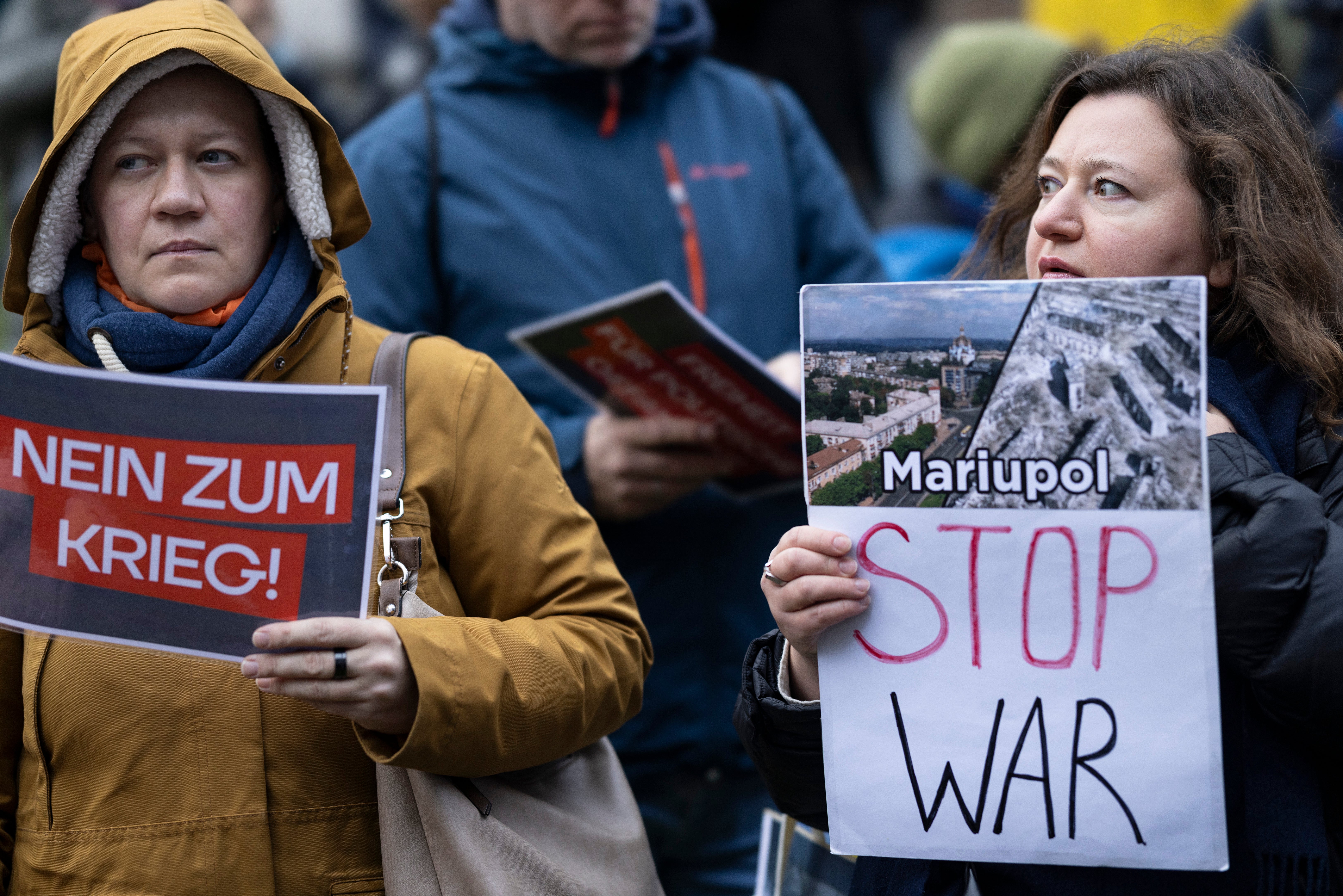 Protesters demonstrate against Putin and Russia’s war on Ukraine in Berlin