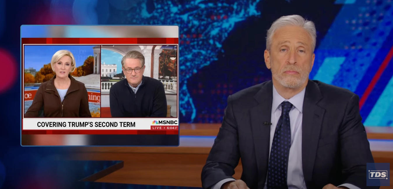 Jon Stewart voiced his disapproval of the Mar-a-Lago meeting