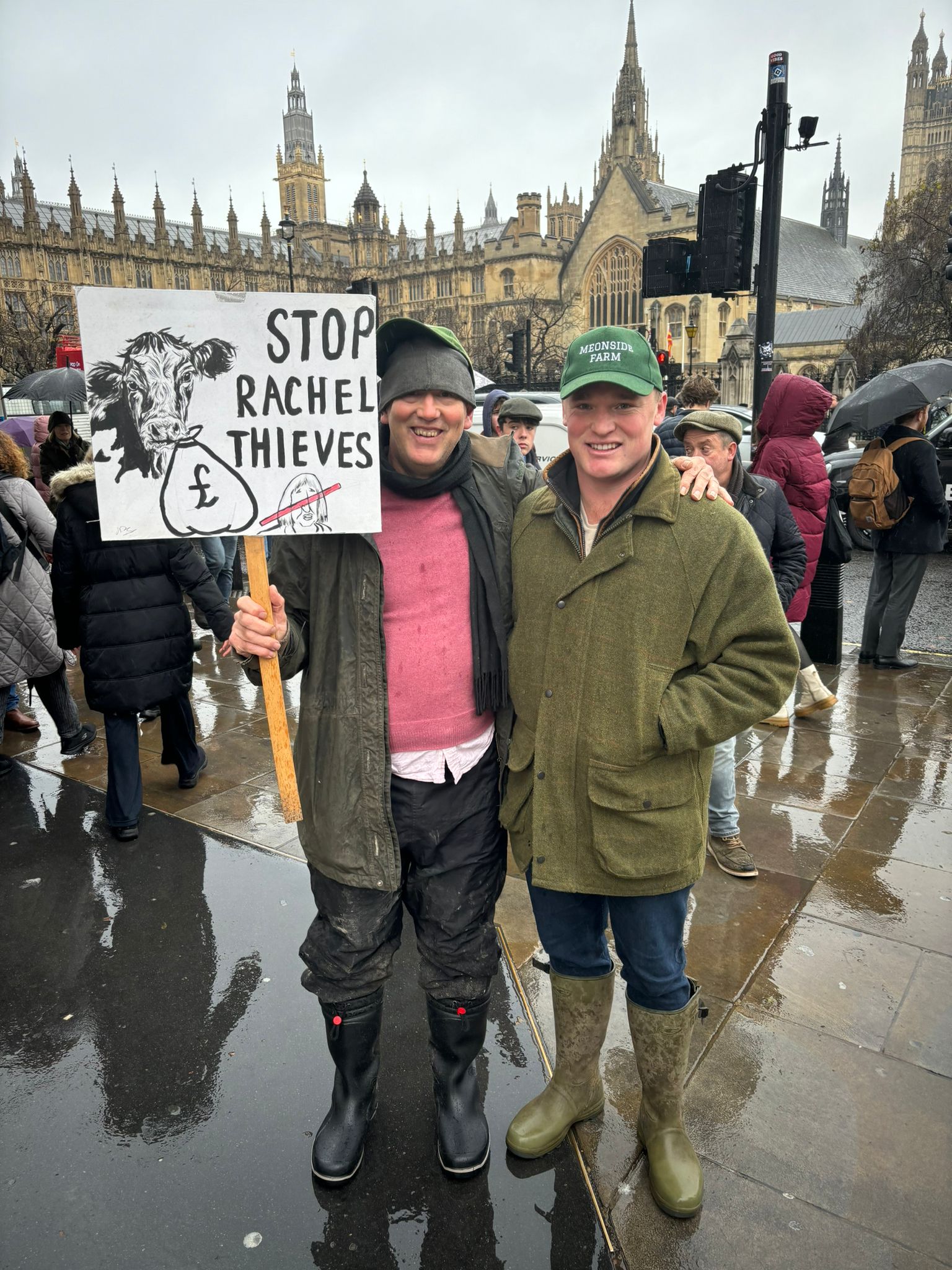 Oliver Atkinson and Christopher Moar from Hampshire at the farmer’s protest in Westminster