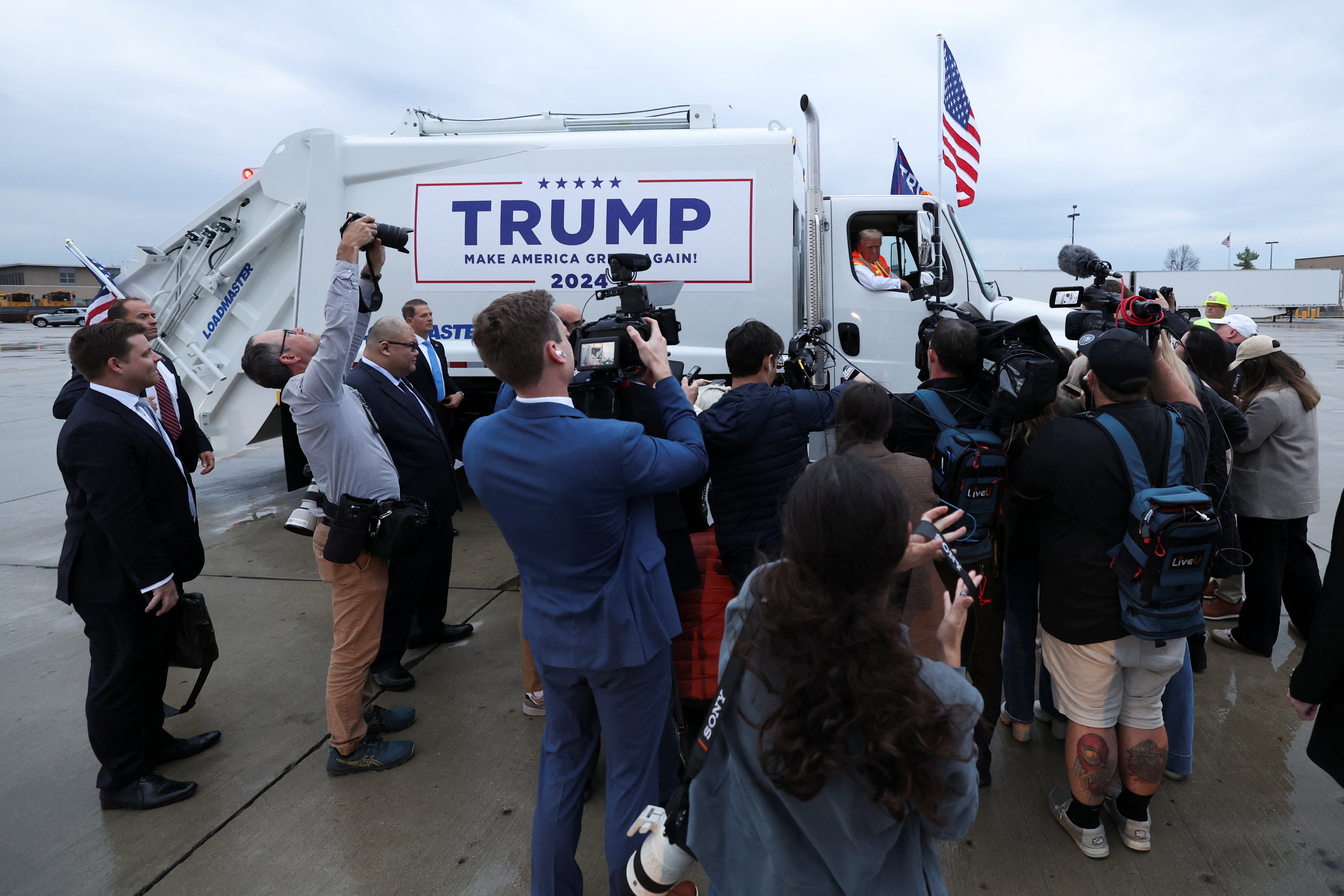 President-elect Donald Trump speaks with members of the media