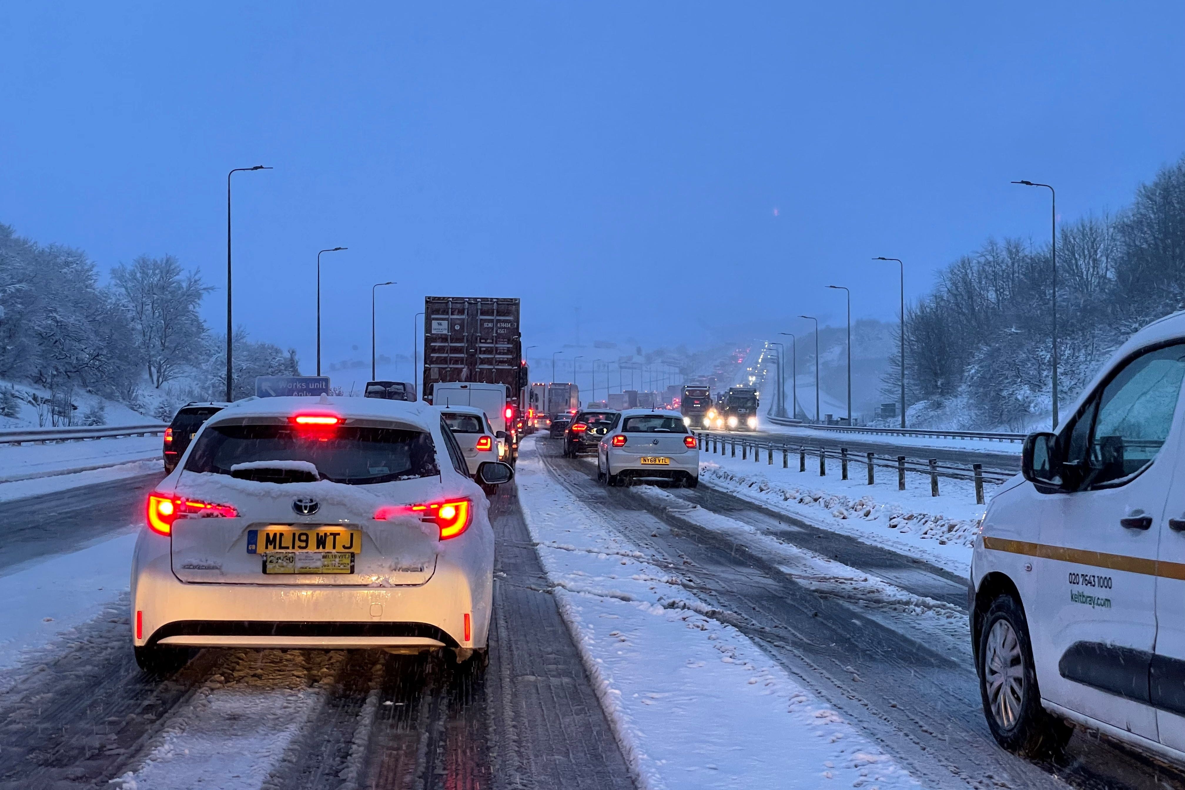 The number of winter breakdowns on motorways and major A roads in England has risen by 22% in four years, sparking concerns over gritters being blocked (PA)