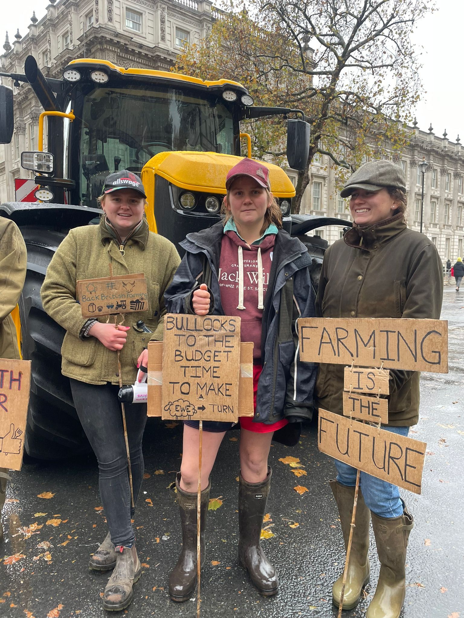 Lucy Harding (centre) has said she was born to be a British farmer