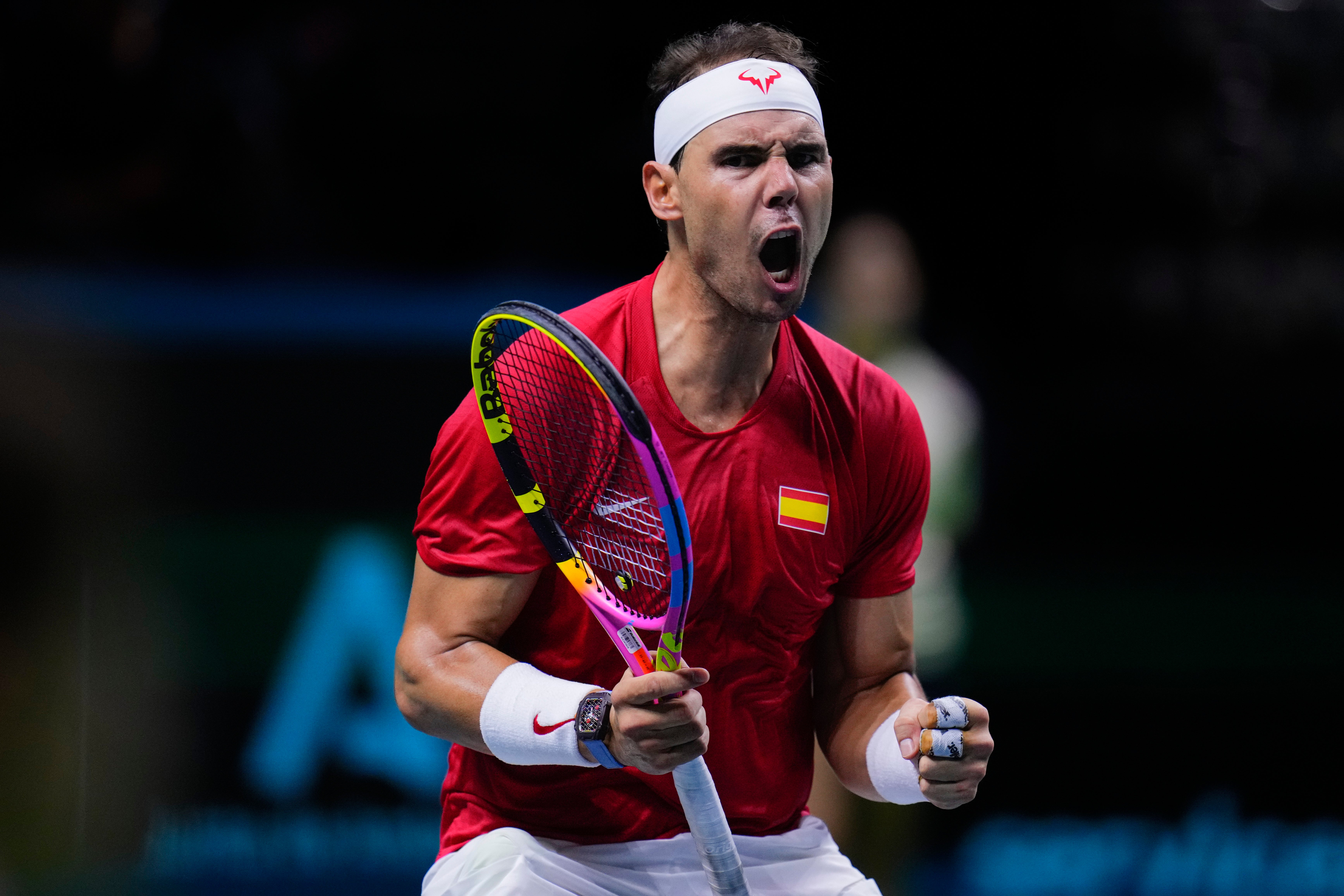 Rafael Nadal pumps his fists after winning a point (Manu Fernandez/AP)