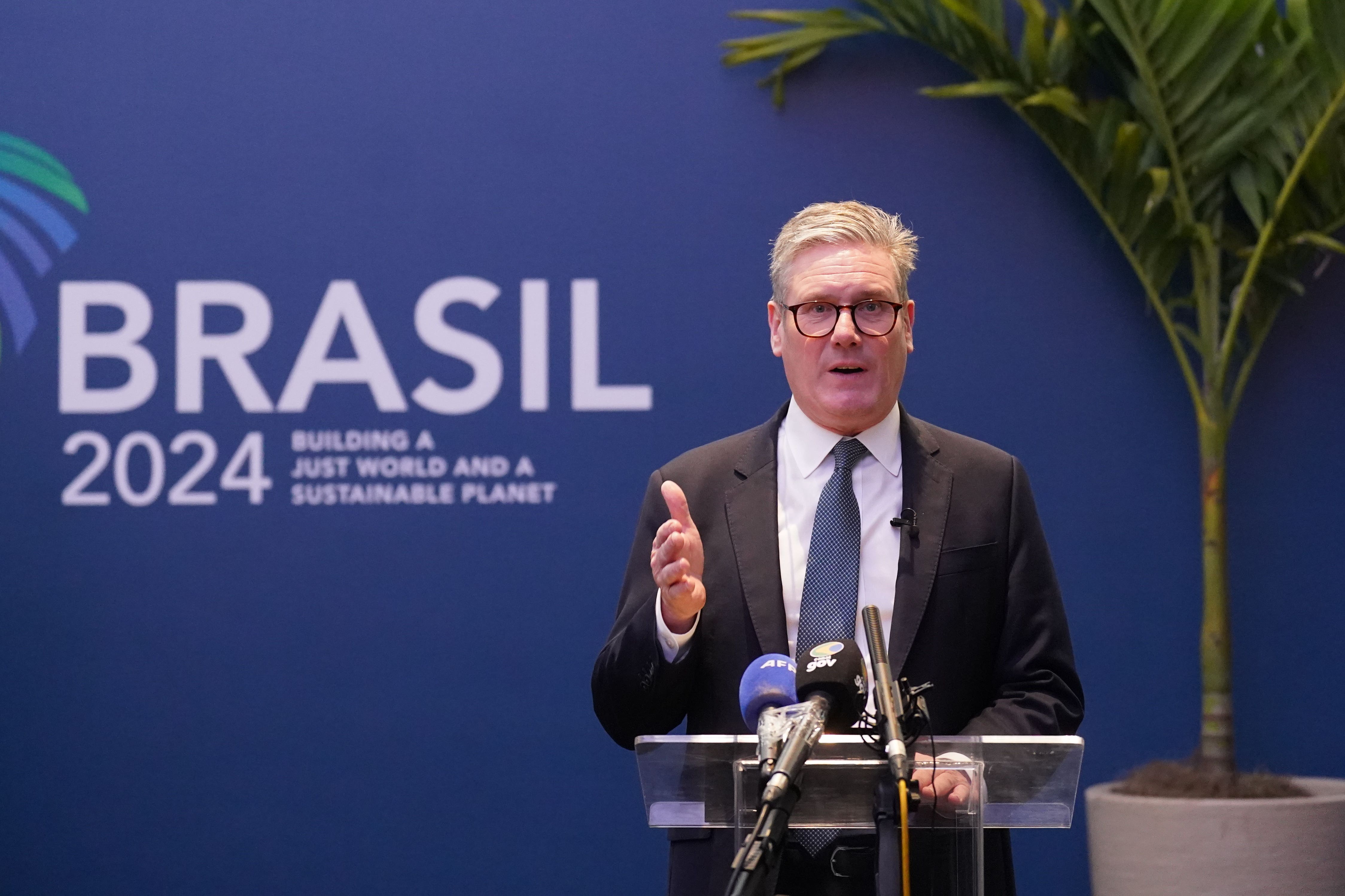 Prime Minister Sir Keir Starmer in Rio (Stefan Rousseau/PA)