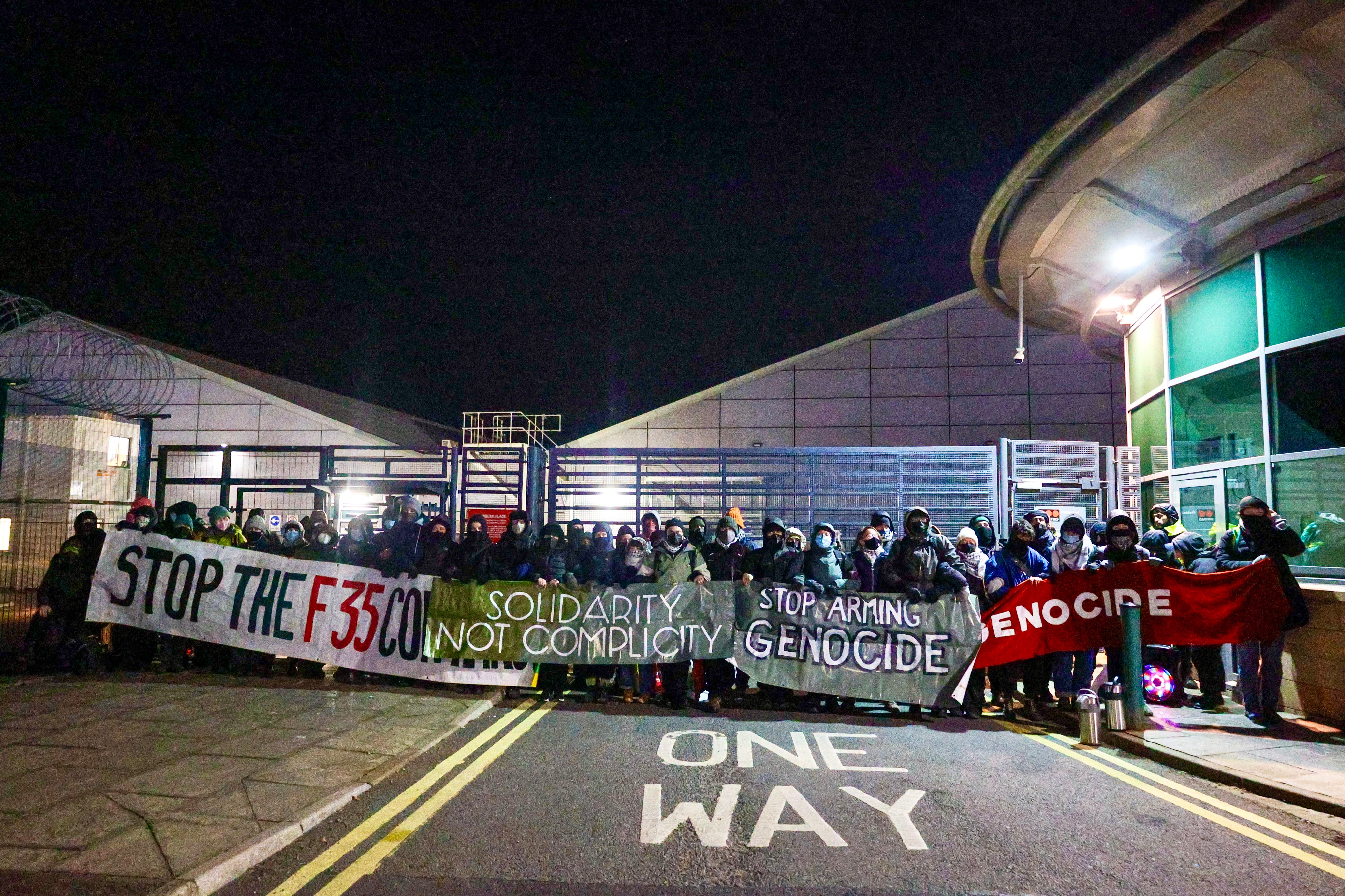 Campaigners are staging a protest outside the Leonardo factory in Edinburgh (Siobhan Chalmers/PA)