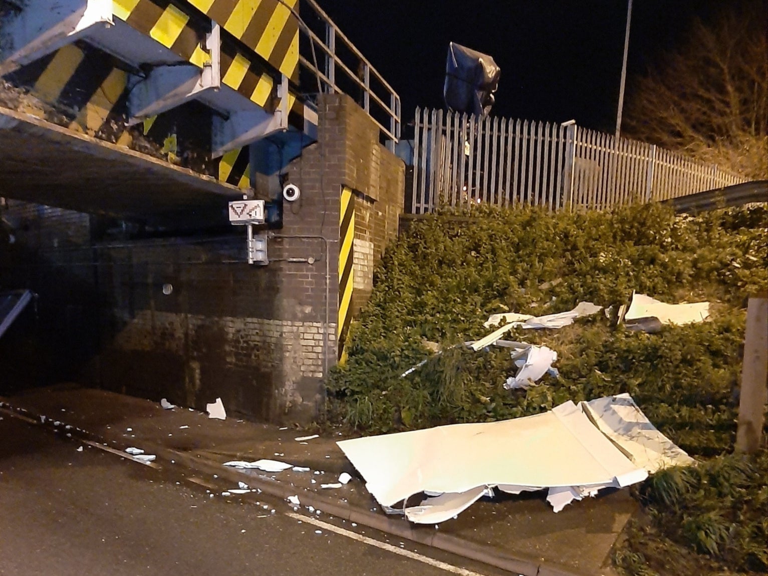 Damage left after another vehicle hit Stuntney Road bridge in Ely in 2021