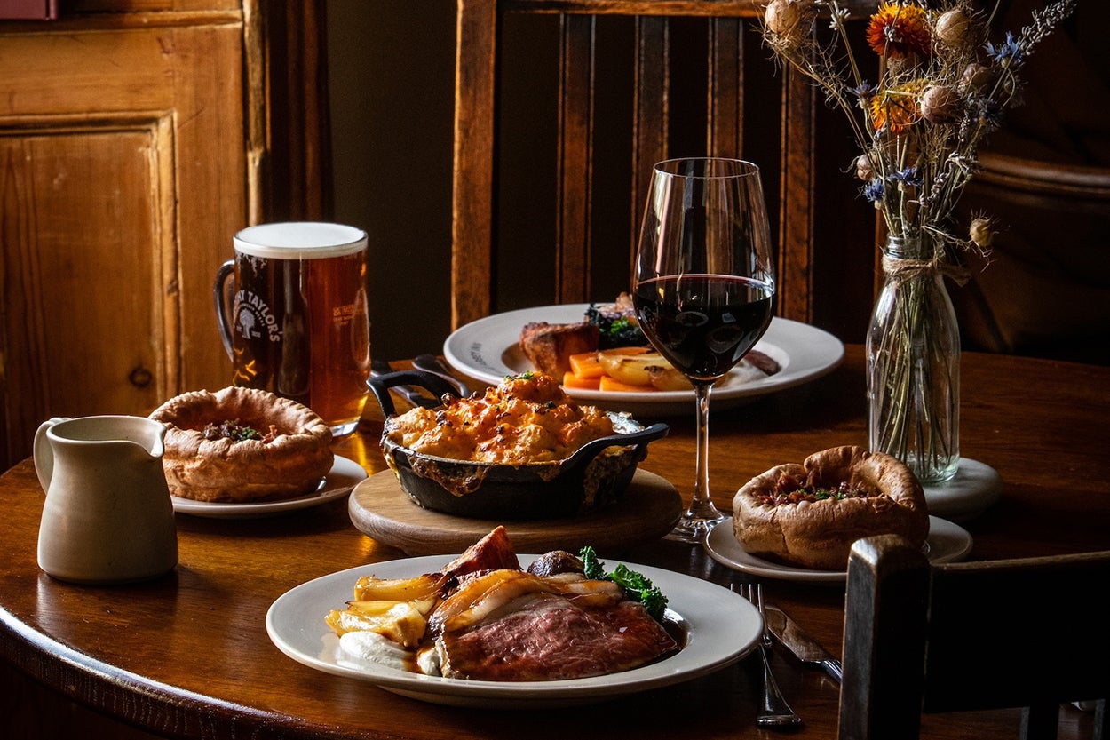 The Abbey Inn’s award-winning Sunday roast, featuring salt-aged beef, Berkshire pork and their signature ox cheek toad-in-the-hole