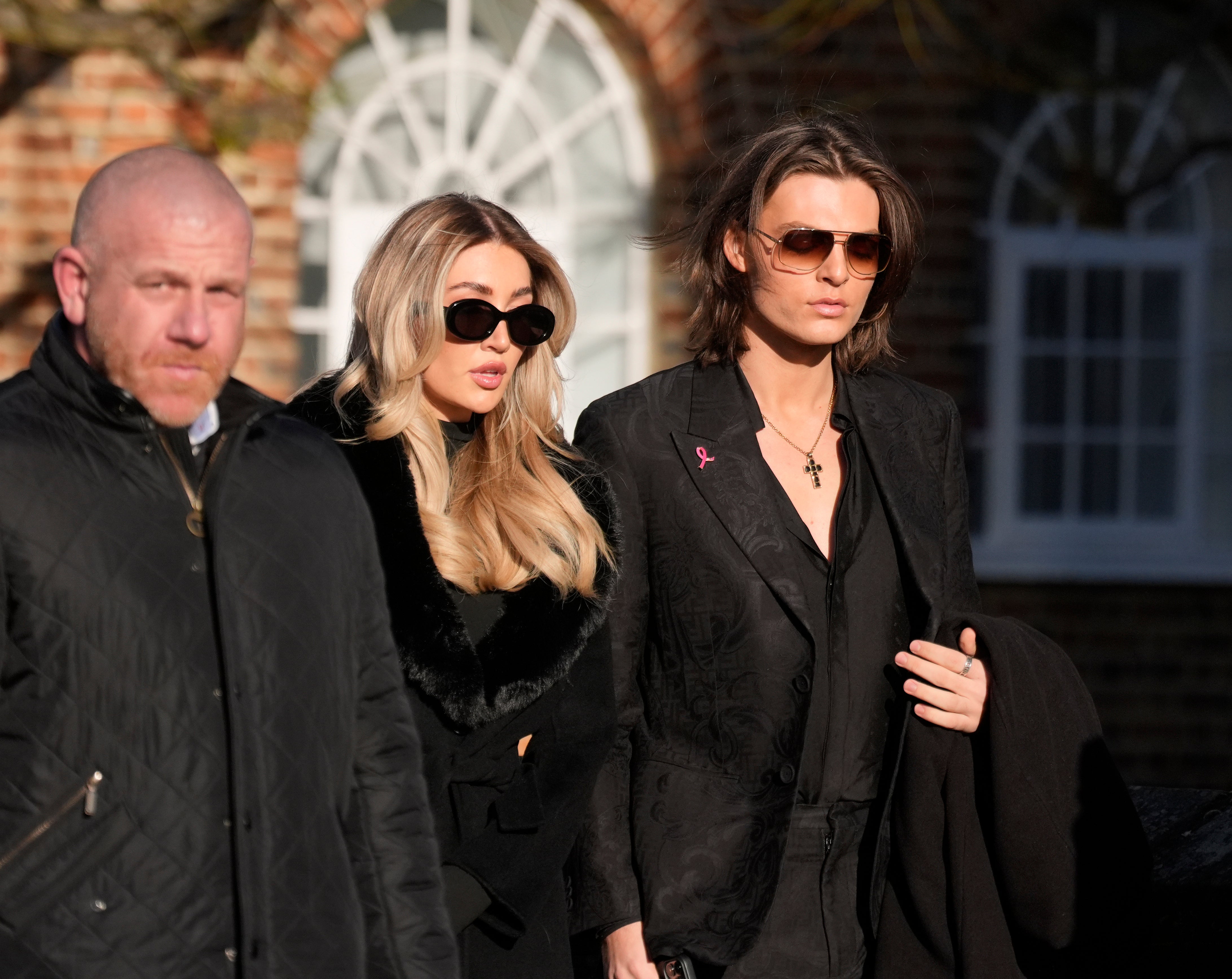 Kate Cassidy (centre) arrives at Liam Payne’s funeral with model Damian Hurley