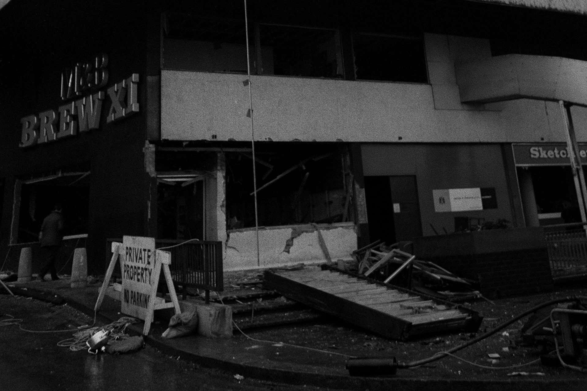 The outside of the Mulberry Bush pub after the bombing (PA)