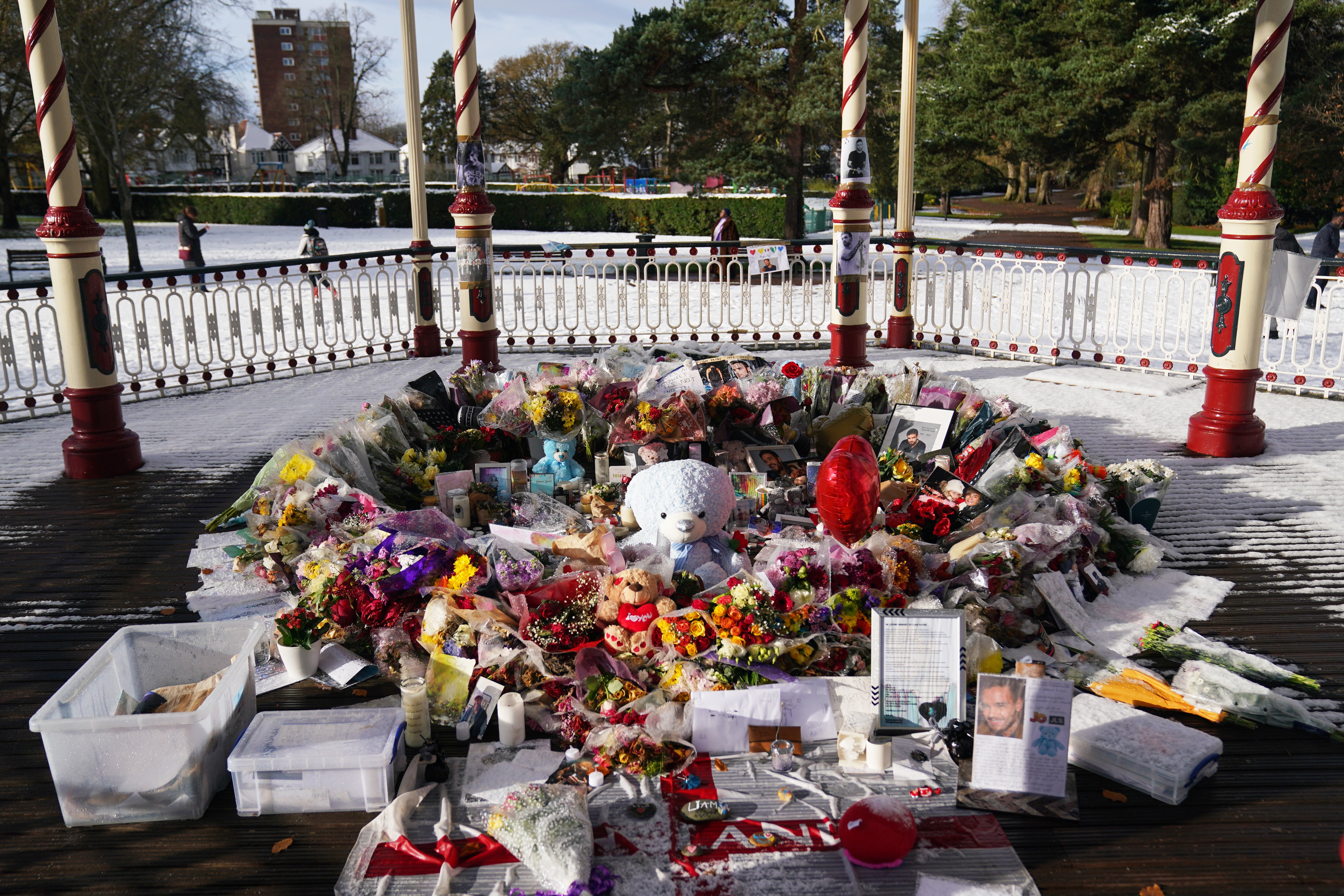 Tributes left in honour of Payne at a bandstand in his hometown of Wolverhampton