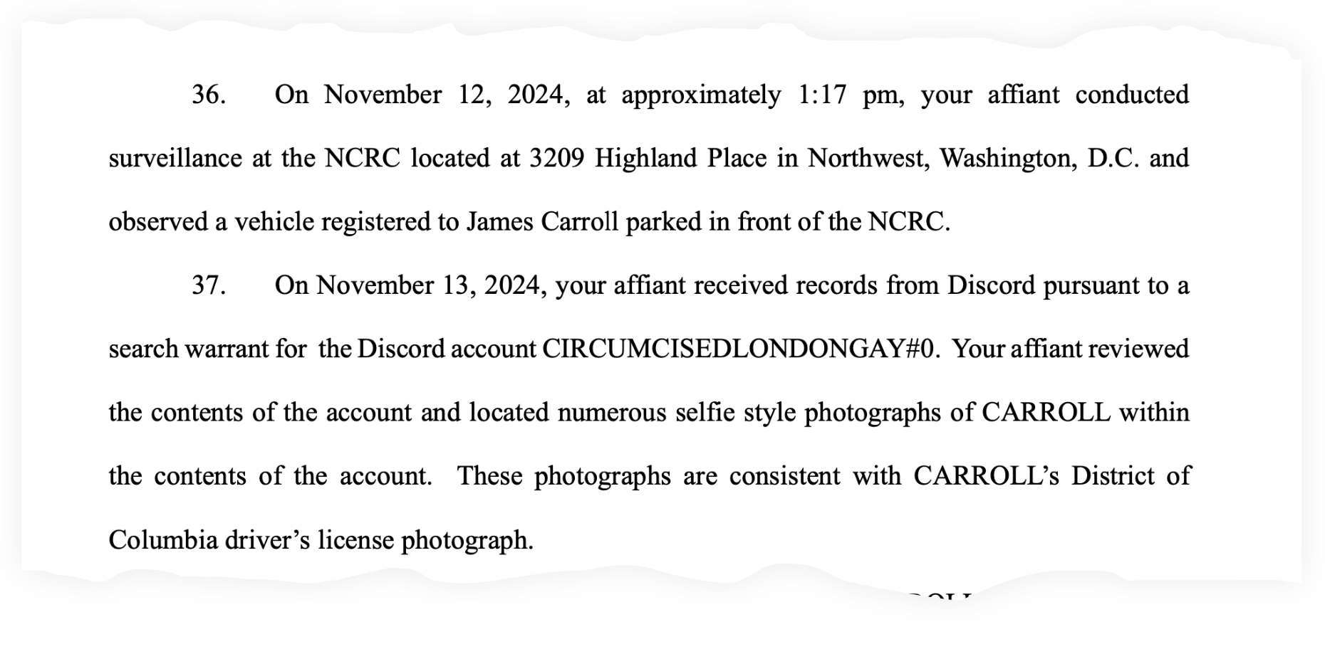 The FBI tracked James Stewart Carroll both online and in real life, according to court filings