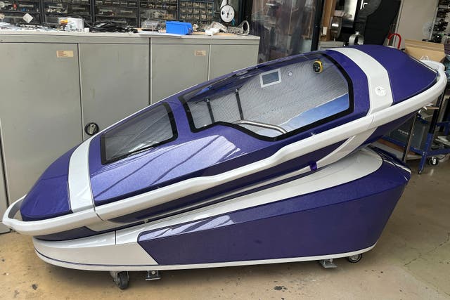 <p>A ‘suicide pod’ known as the ‘Sarco’ in Rotterdam, Netherlands</p>