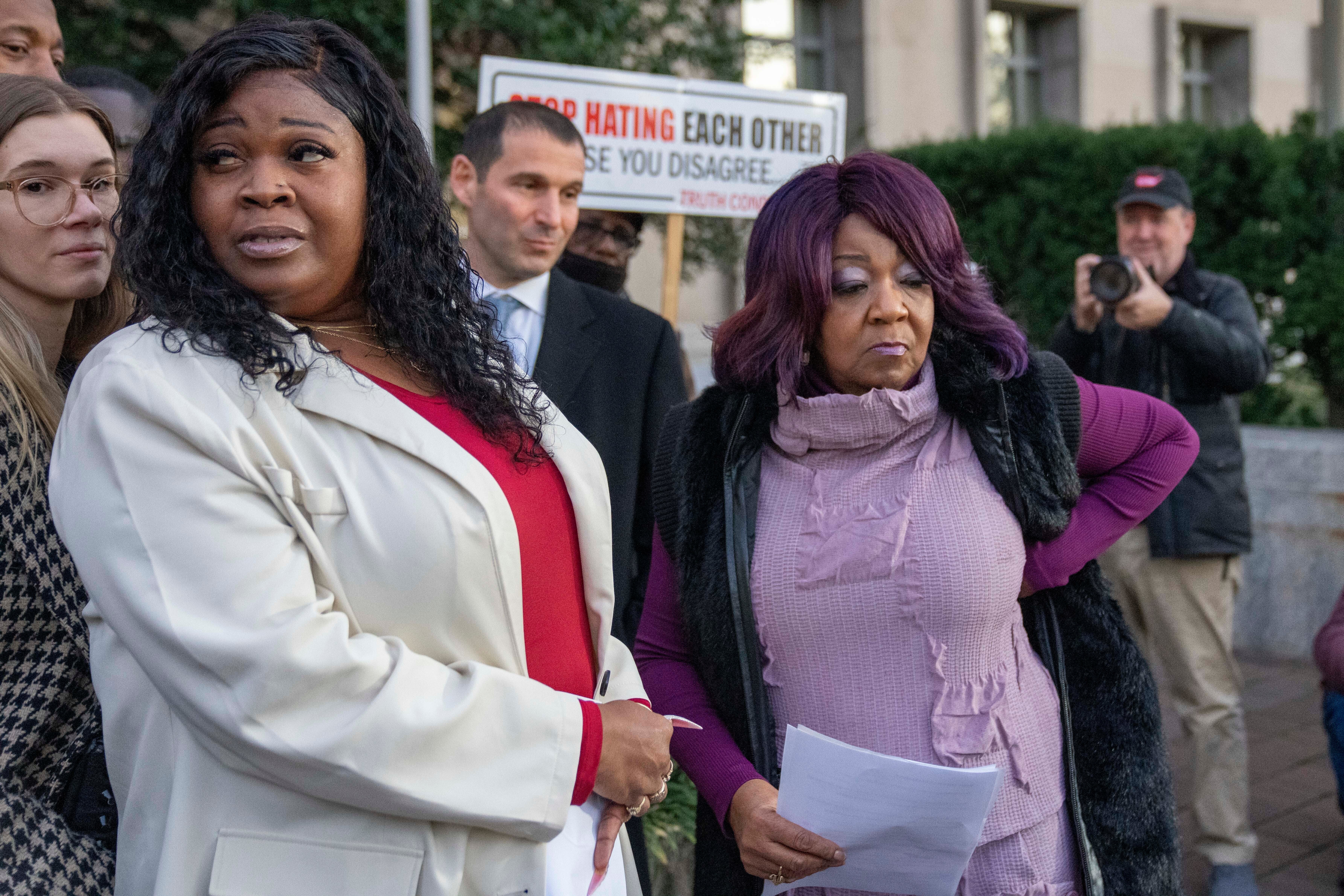 Attorney for Shaye Moss, left, and Ruby Freeman, right, have accused Giuliani of repeating the same false claims that a trial jury found were defamatory last year