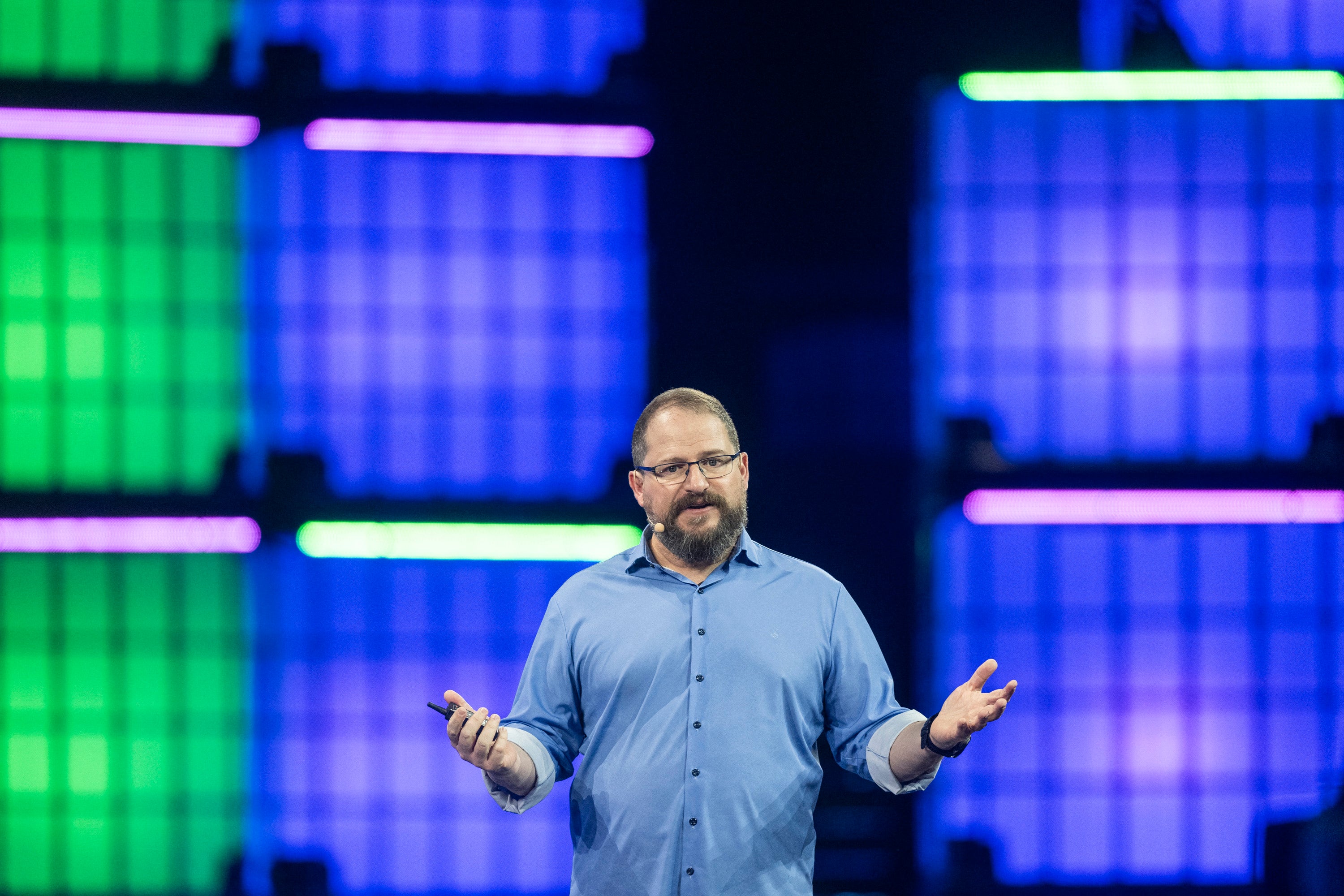 CEO of Qualcomm Cristiano Amon delivers a speech at the Web Summit at Parque das Nacoes in Lisbon, on 12 November, 2024