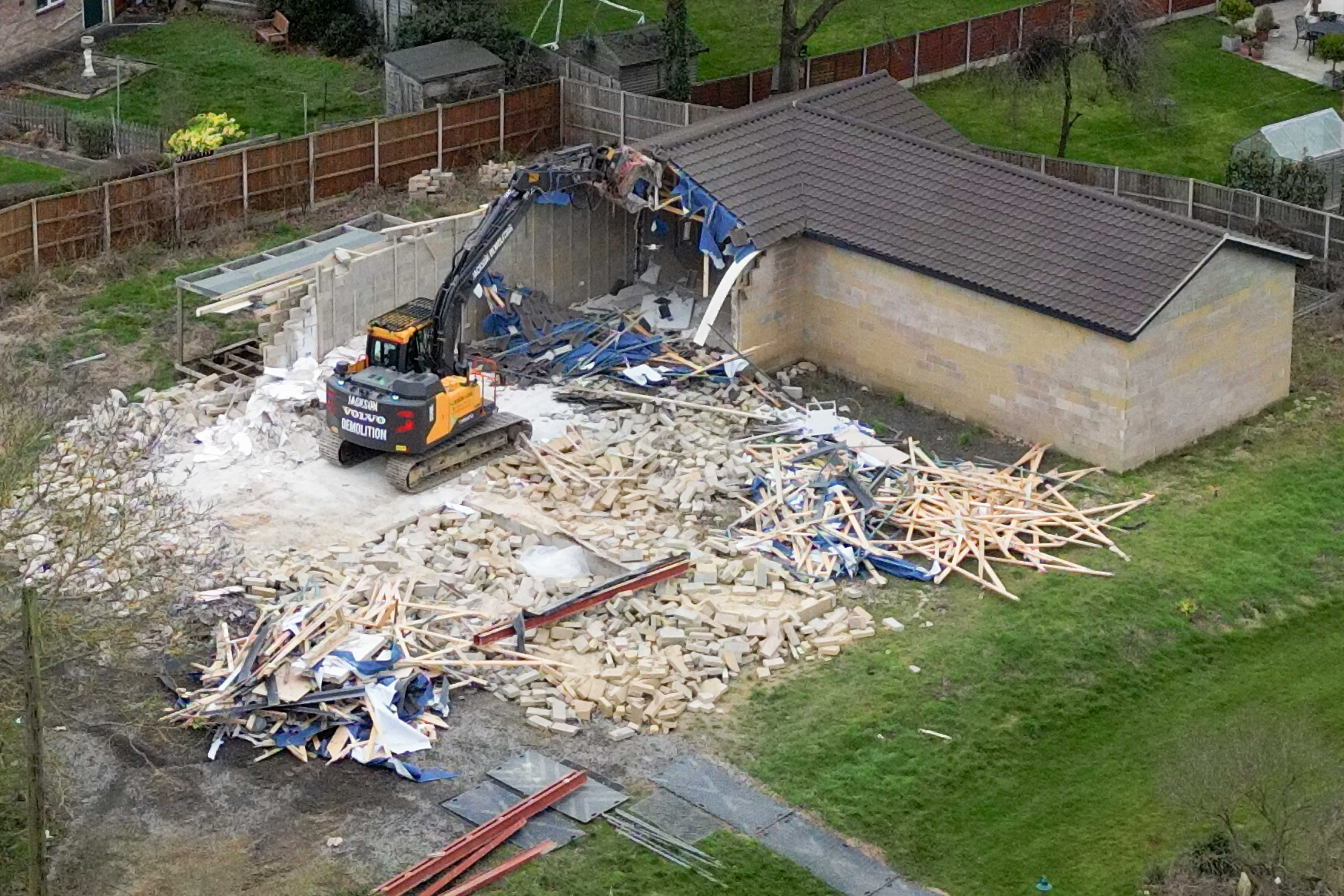 The Captain Tom Foundation building being demolished